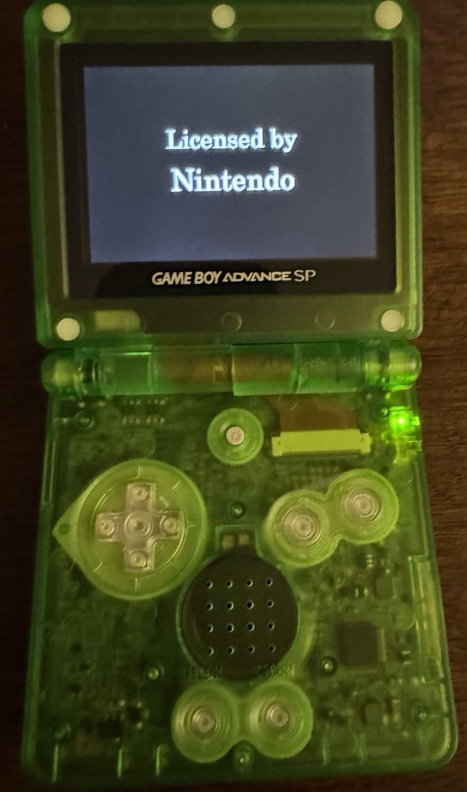 Clear green Nintendo Game Boy Advance GBA SP AGS 101 Glow in the dark.