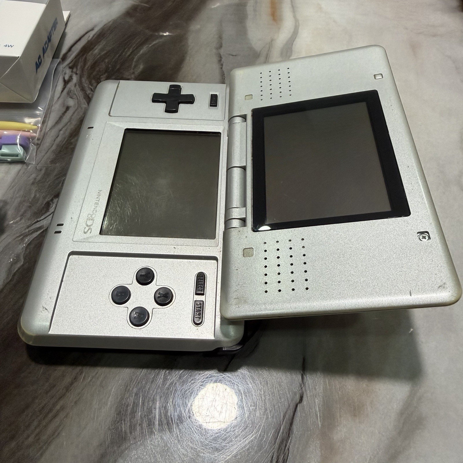 Nintendo DS Original Console NTR-001 Titanium Silver – Tested Works w/ Charger