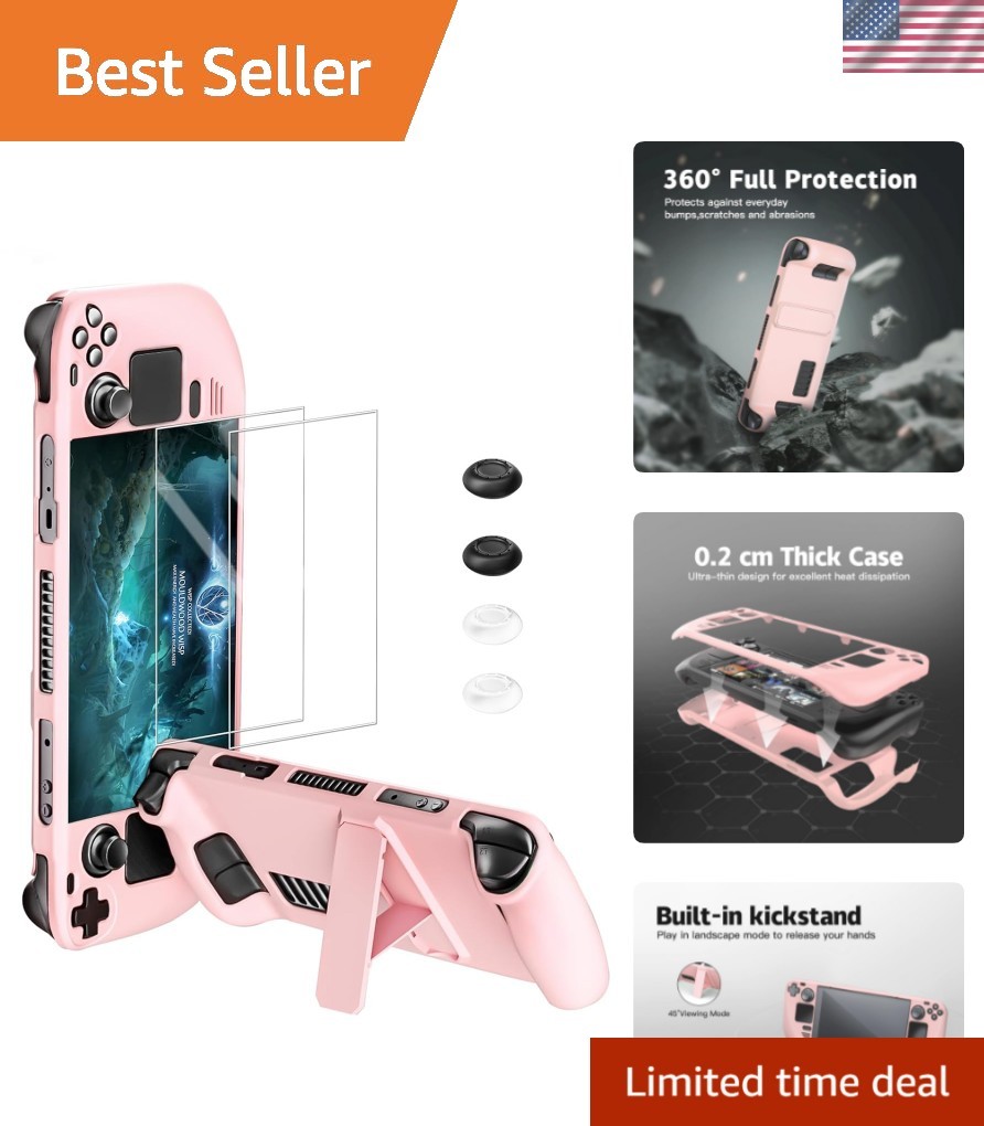 Stylish Pink Steam Deck Case with Hard Shell & Kickstand for Ultimate Protection