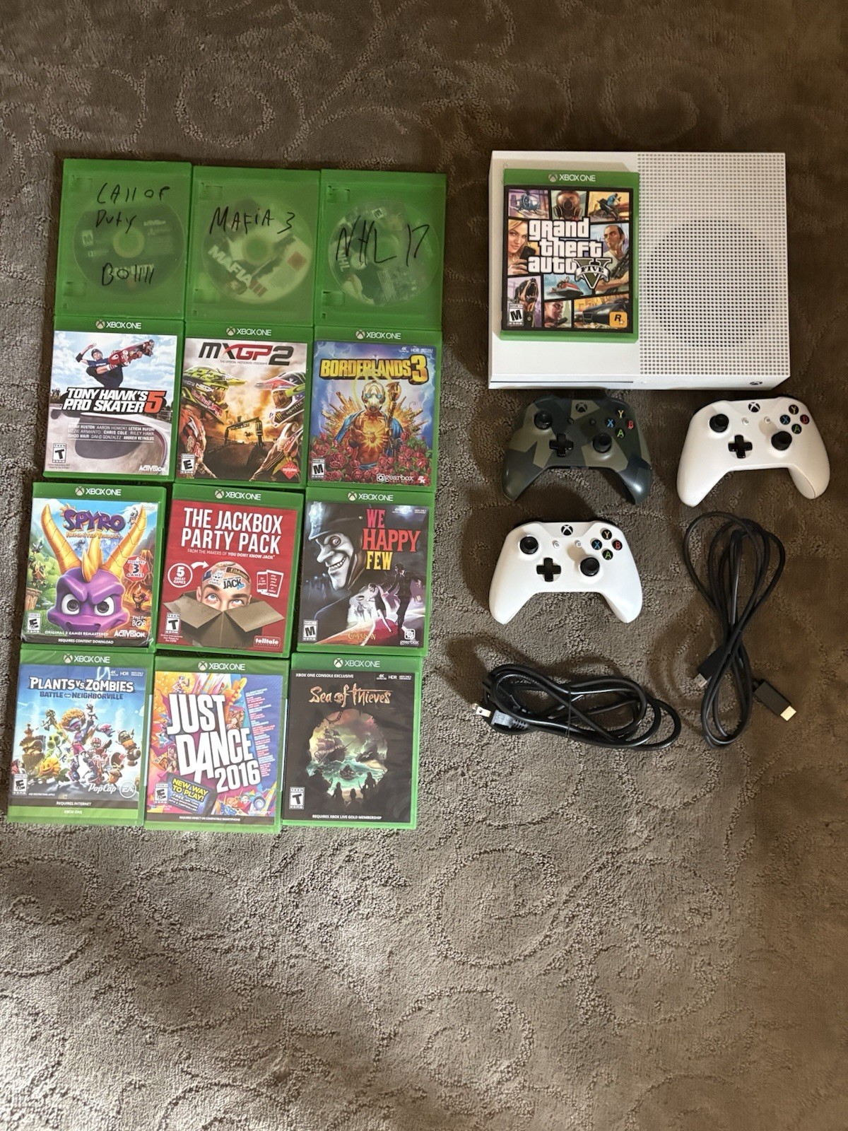xbox one s console + Games + HDMI & power Cord + Care Through Shipping