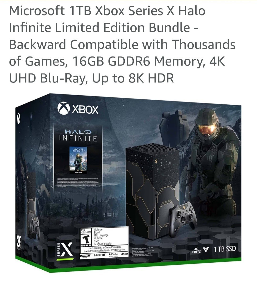 NEW-Microsoft Xbox Series X Halo Infinite Limited Edition Bundle 1TB 4K Blu-Ray.
