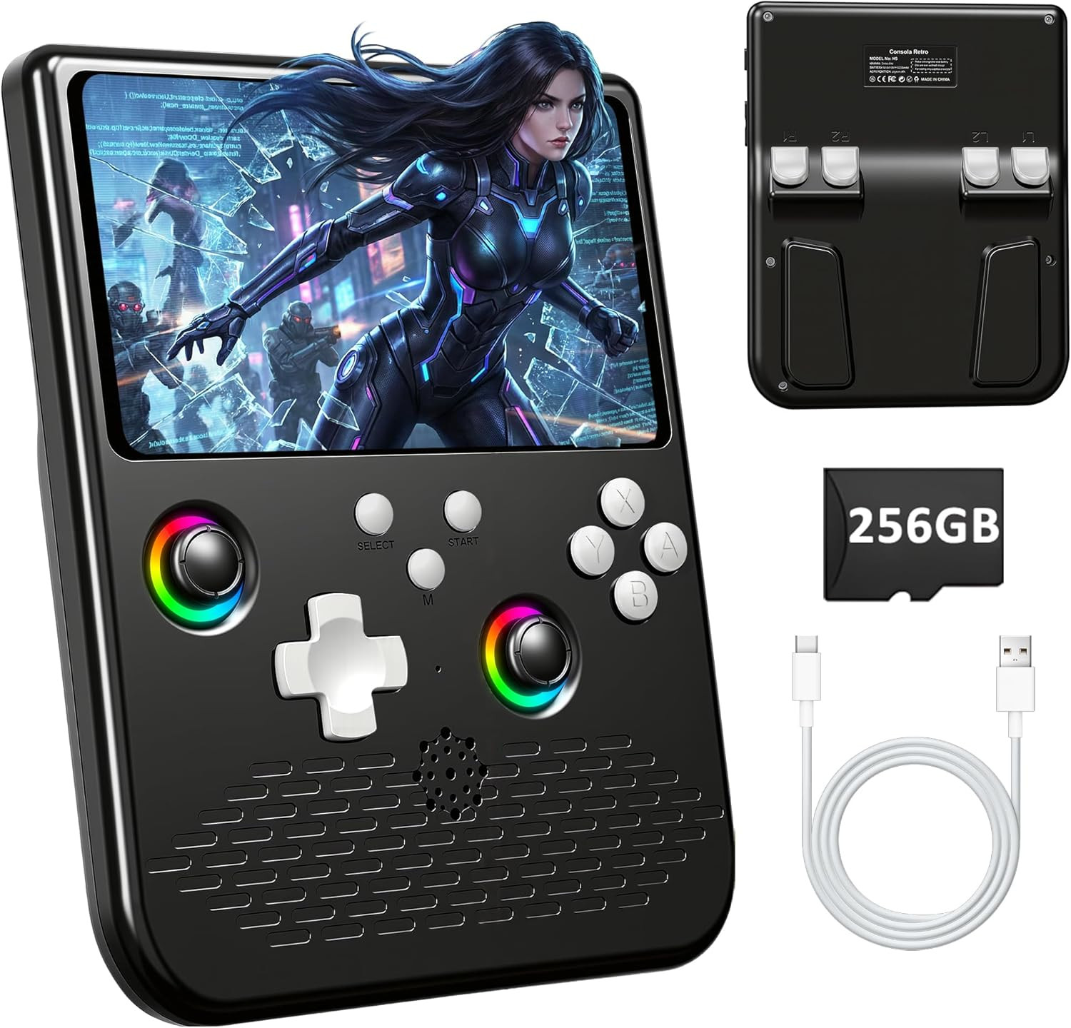H5 Retro Gaming Console, 5.0 Inch IPS HD Screen Handheld Game Console, 256GB TF