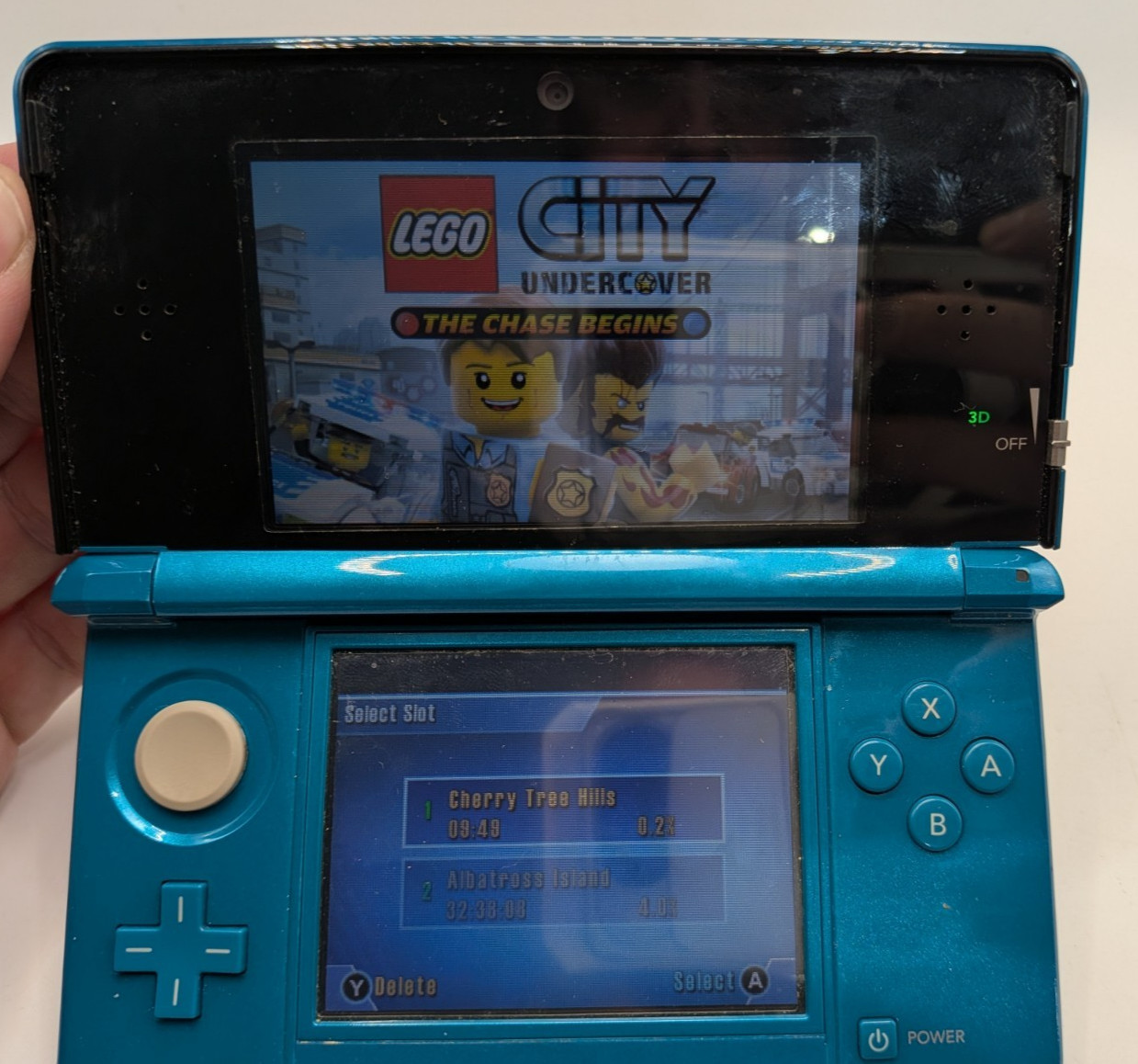 Nintendo 3DS Blue Console Bundle Blue 4 Games Pokemon Moon Ruby Mario Kart 7