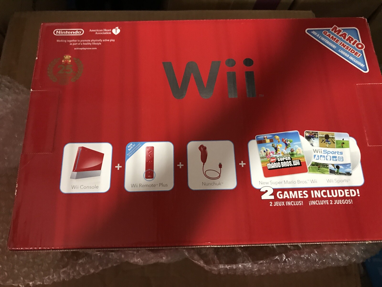 Nintendo Wii 25th Anniversary Limited Red Console Wii Sports New Super Mario