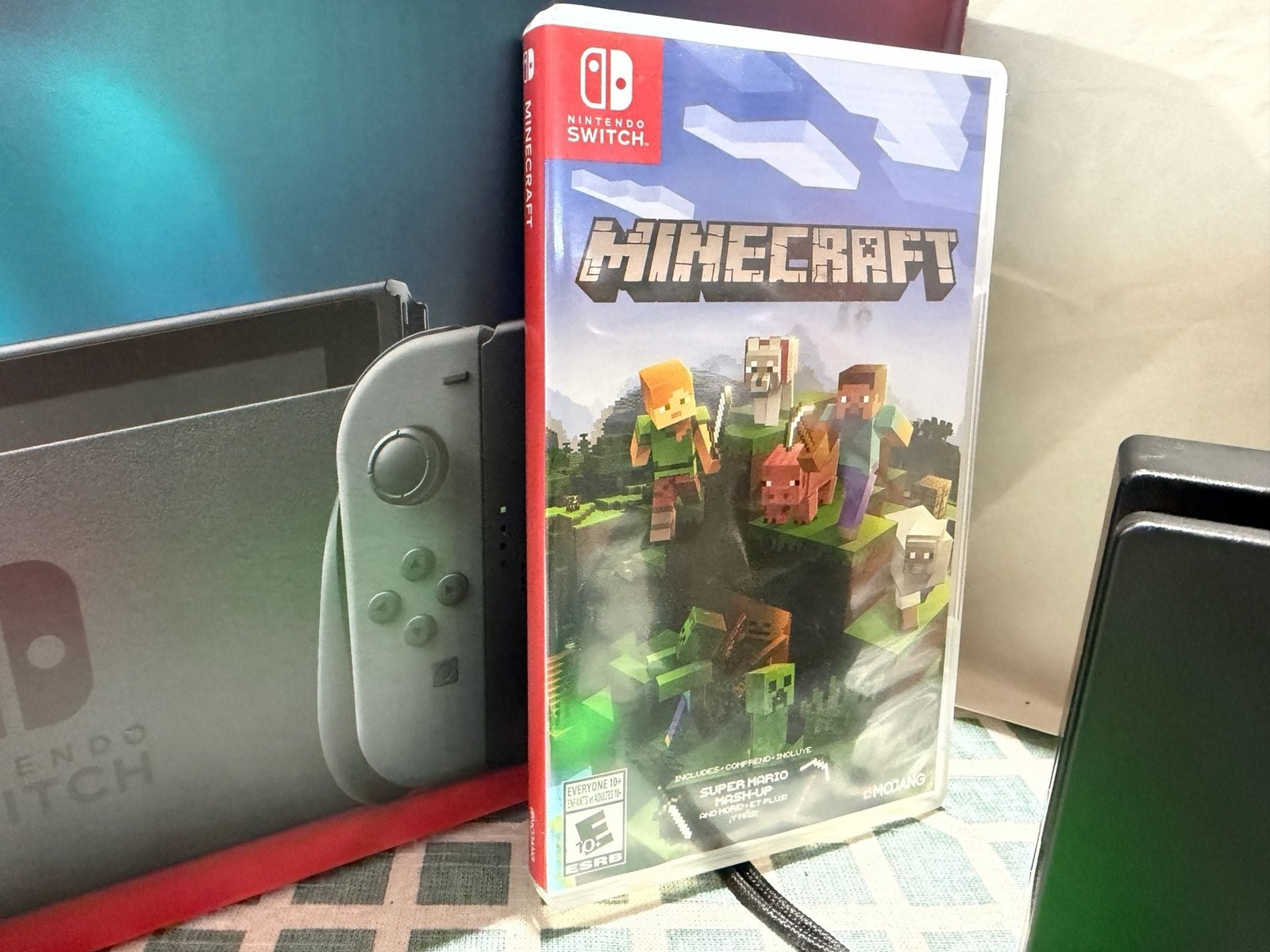 Nintendo Switch Console. + Super Smash Brothers, Minecraft and Just Dance 2021