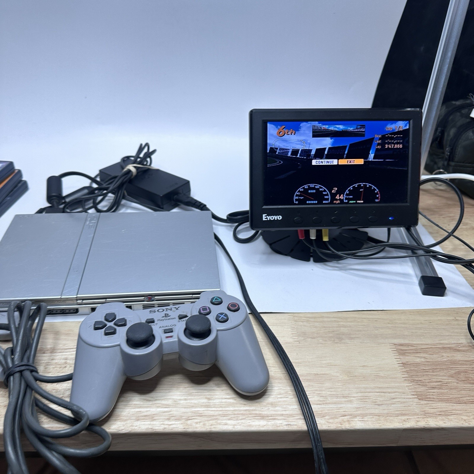 Sony PS2 PlayStation 2 Slim SILVER Console Bundle SCPH-79001 Tested With Games
