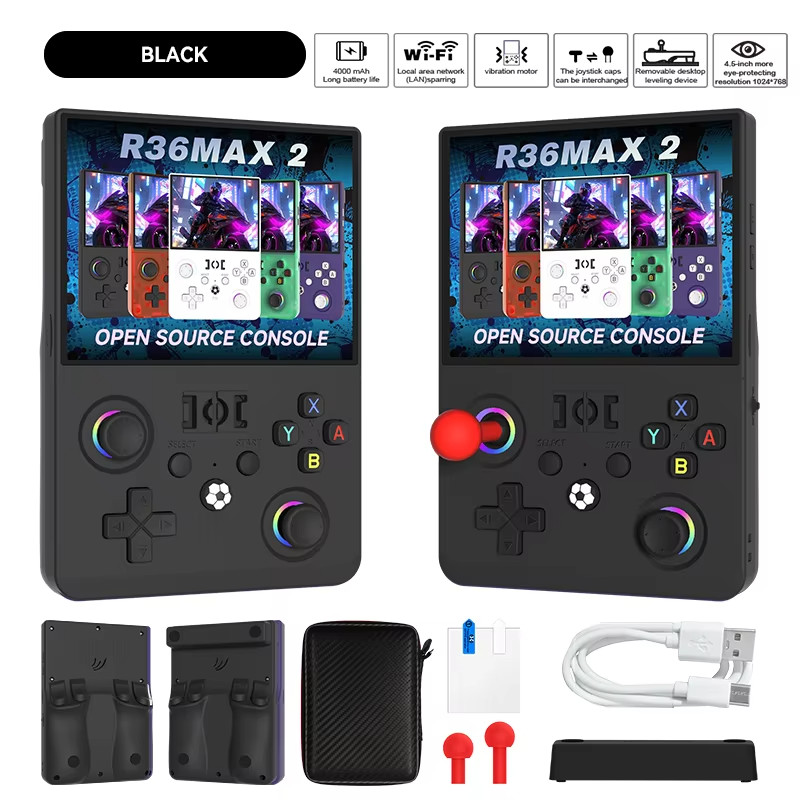 R36MAX2 Handheld Game Console 4.5″ 1024×768 IPS WiFi 18K Games Linux