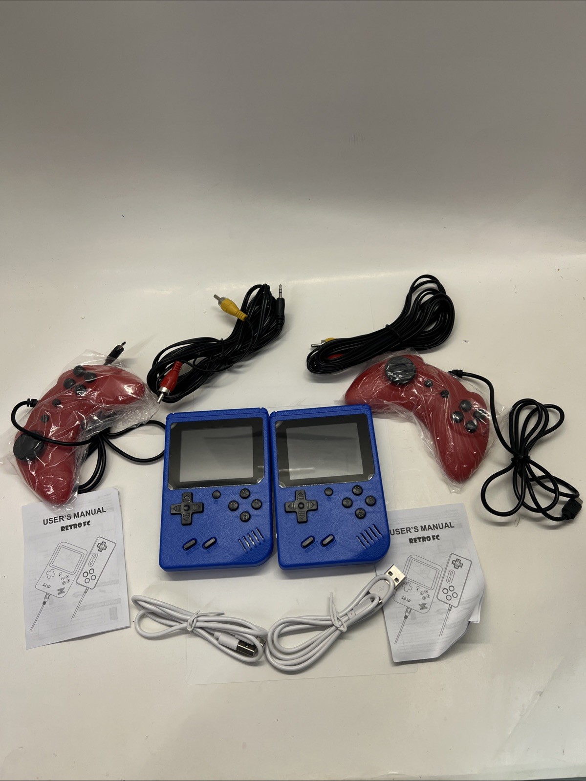 2x Game Box Plus Handheld Console Retro Gaming System w/ Preloaded Games Blue