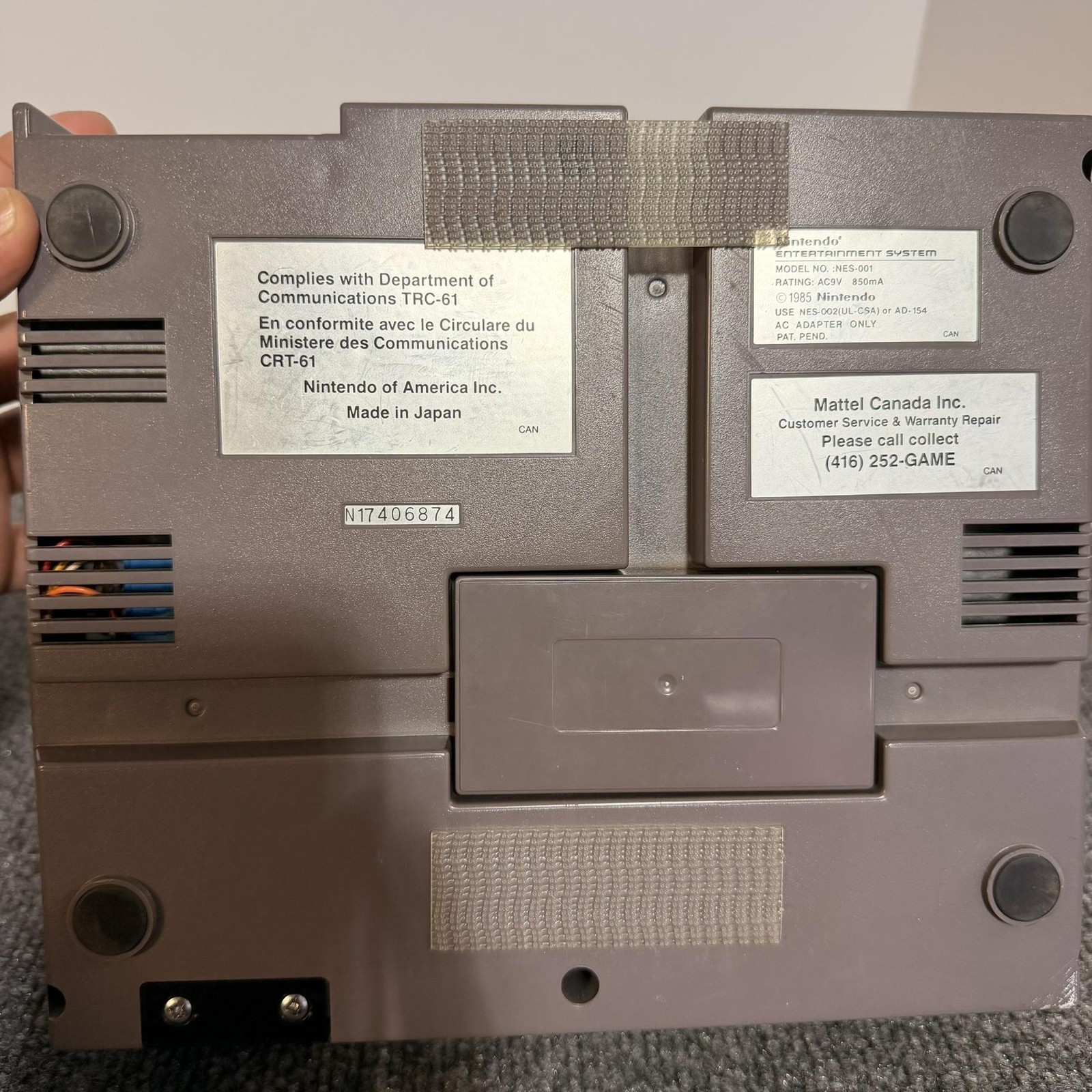 Vintage Nintendo NES-001 Console Gray Japan NTSC-U/C AC Adapter Tested System