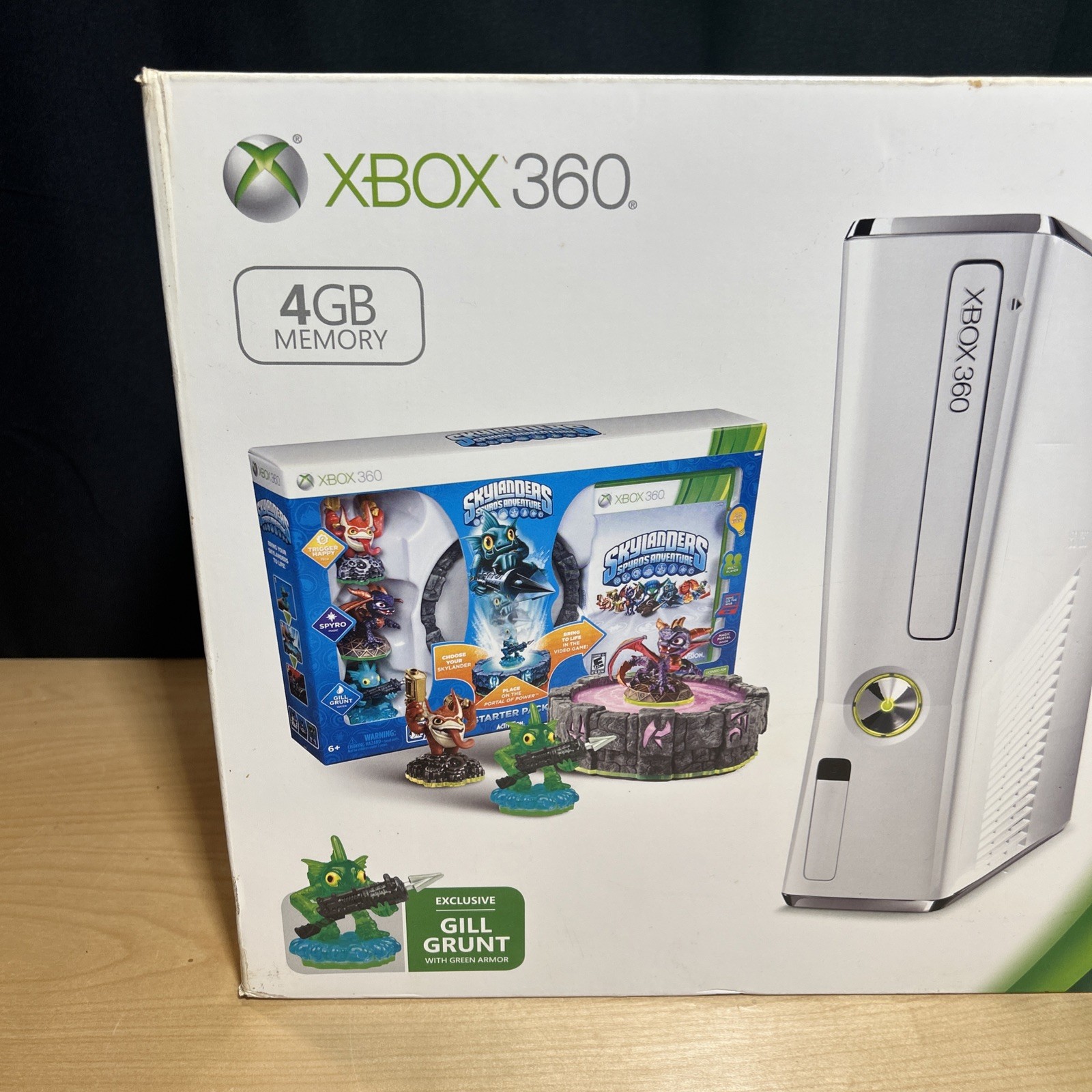 2012 Microsoft Xbox 360 Slim 4GB White Console Skylanders Bundle New OPEN BOX