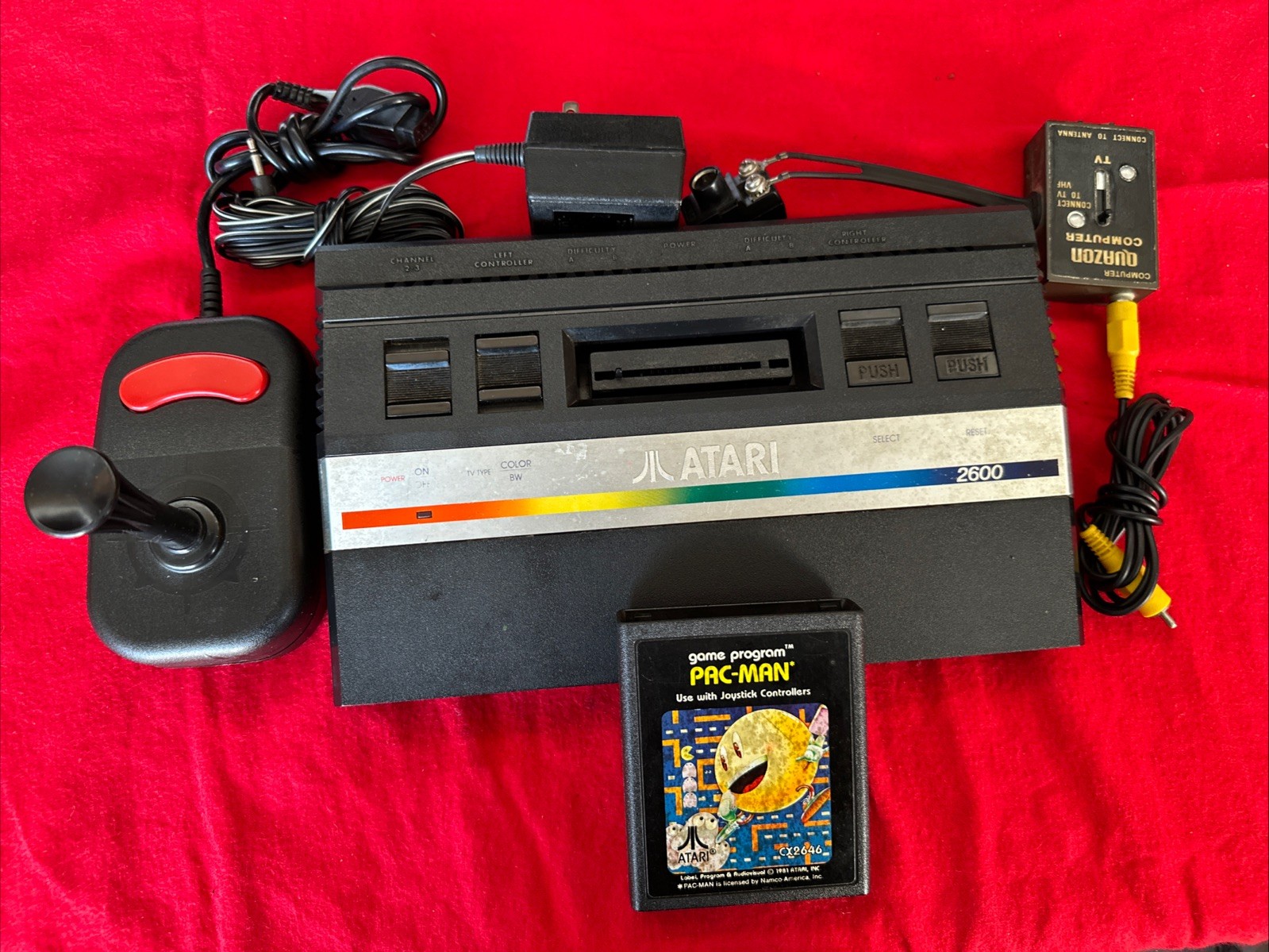 Atari 2600 JR Console w/ Cords And joystick + PAC-MAN Game Tested free shipping
