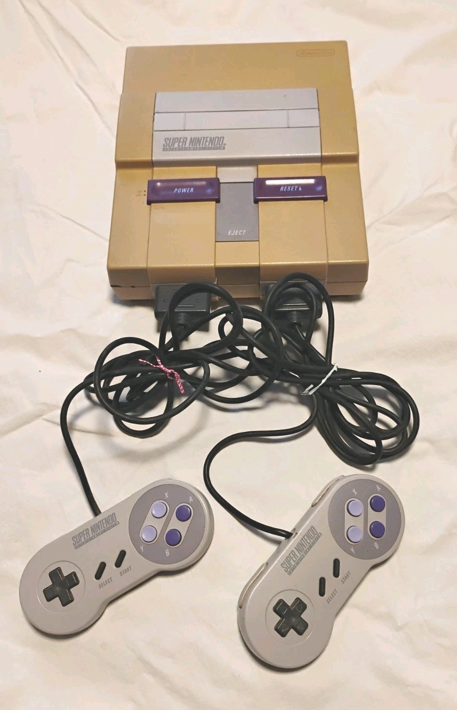 Super Nintendo SNES Console Super MarioWorld 1993 Tecmo Super Bowl Gaming System