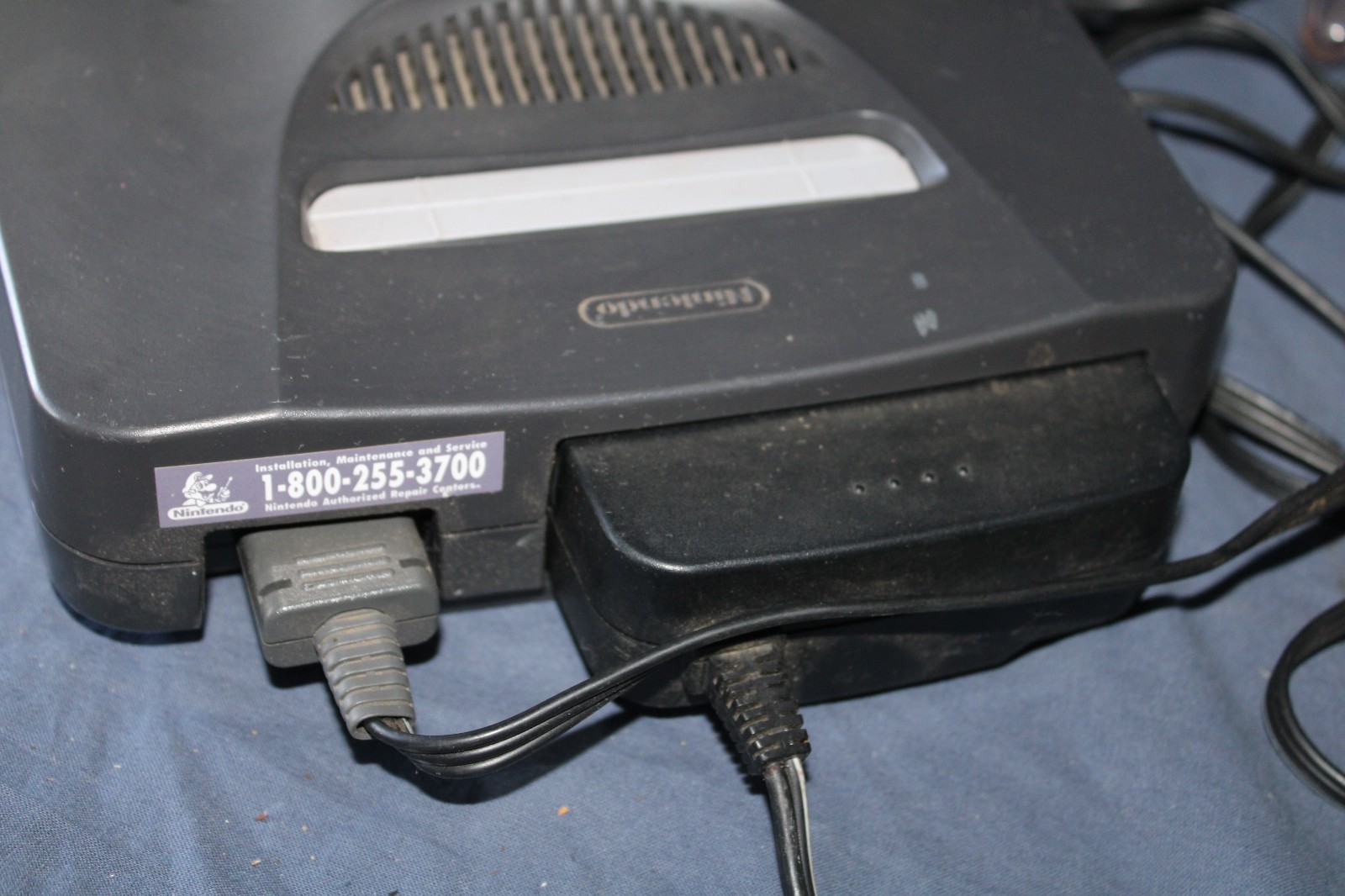 Nintendo 64 N64 Console Charcoal Gray Bundle W/ 2 Official Atomic Purple Control