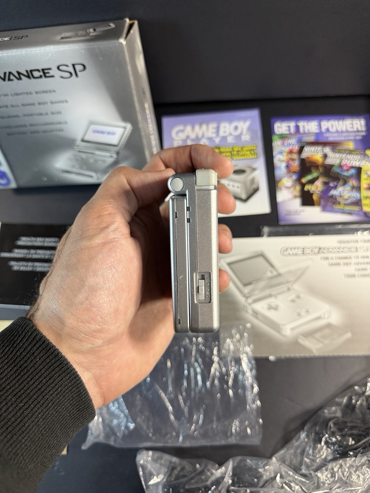 Platinum Nintendo Game Boy Advance SP (AGS-001) Complete In Box Tested & Working