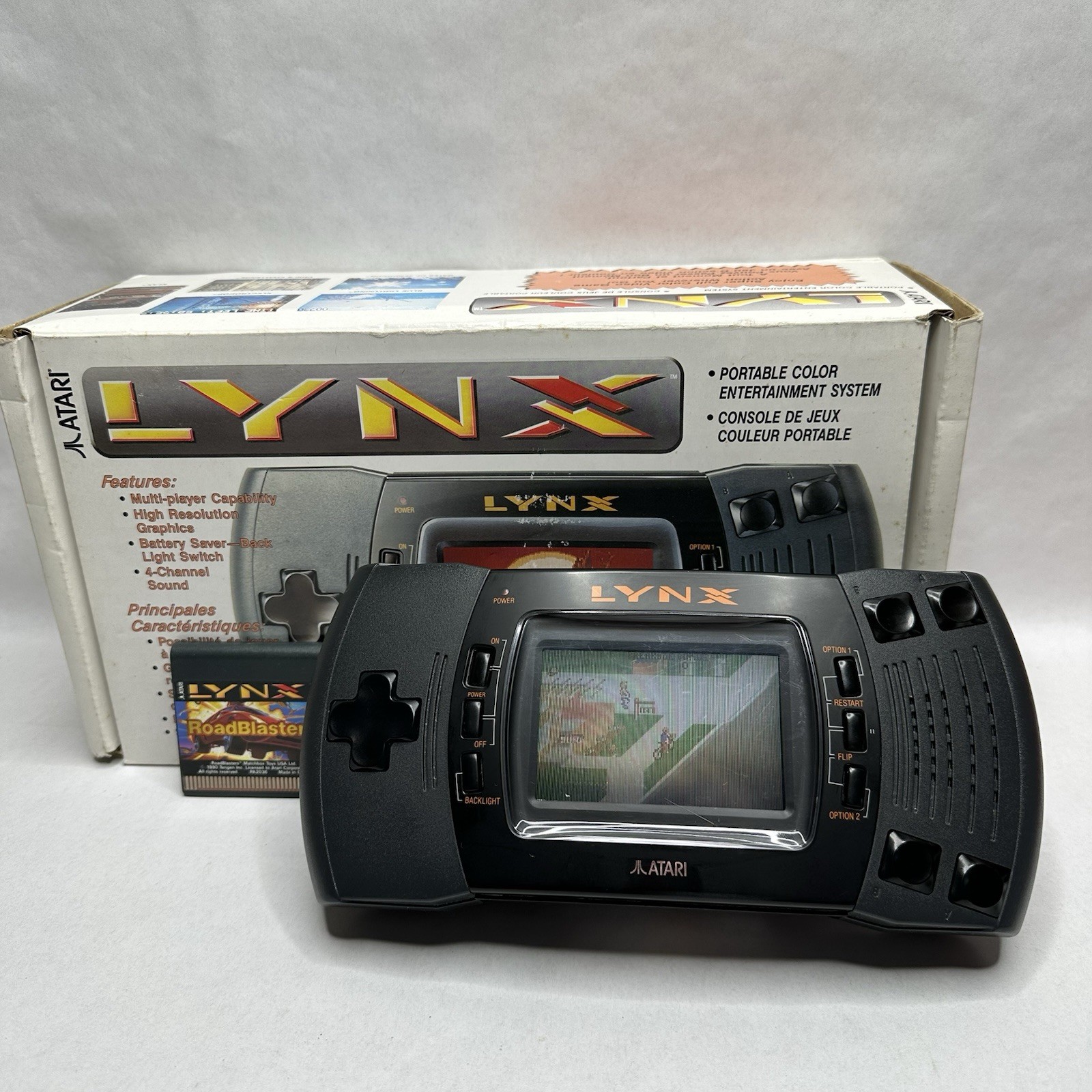 Atari Lynx Gaming System with Original Box Tested and Games Power Cord READ