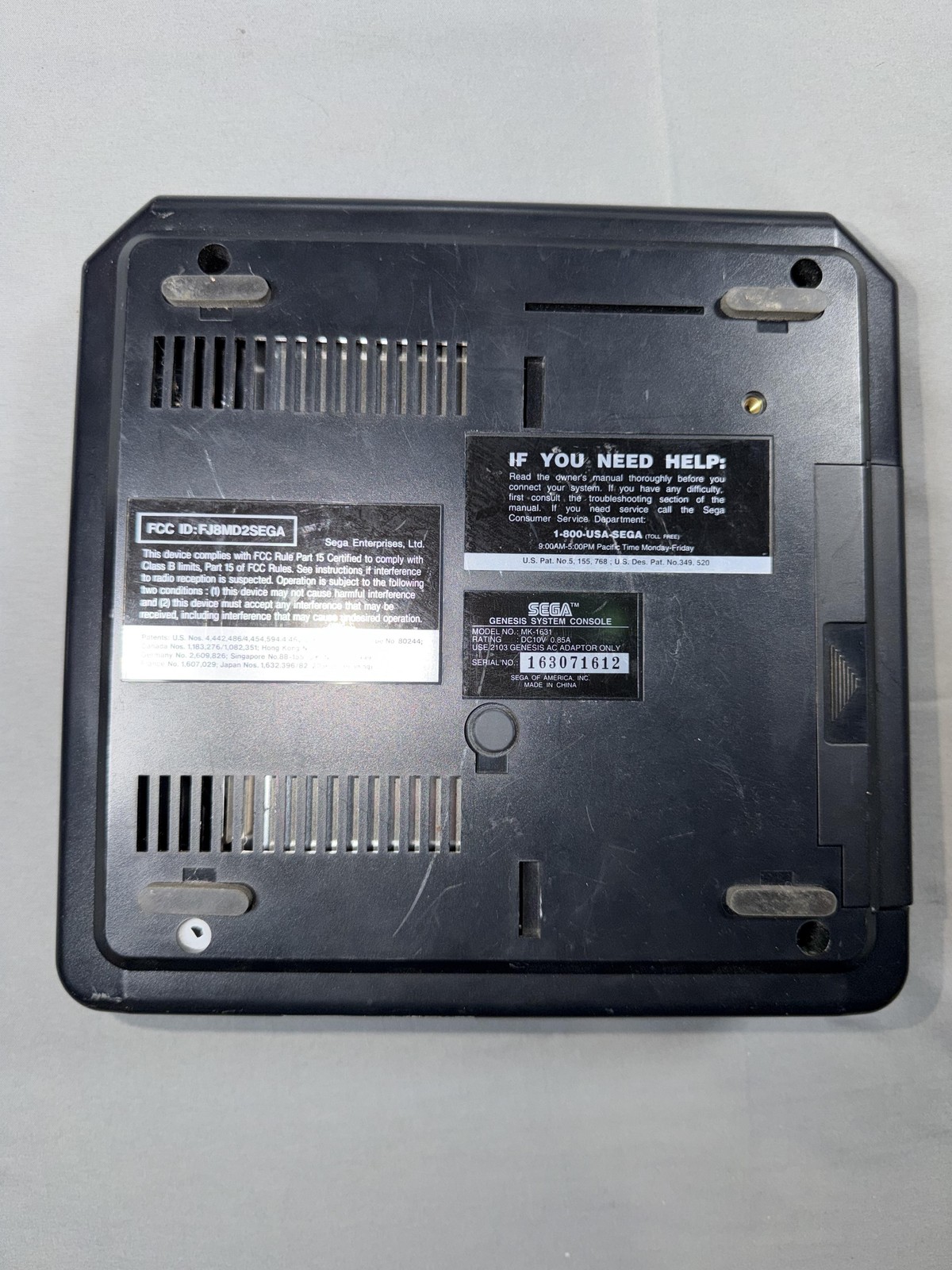 Vintage Sega Genesis MK-1631 Console Black RF Unit AC Adapter Tested READ