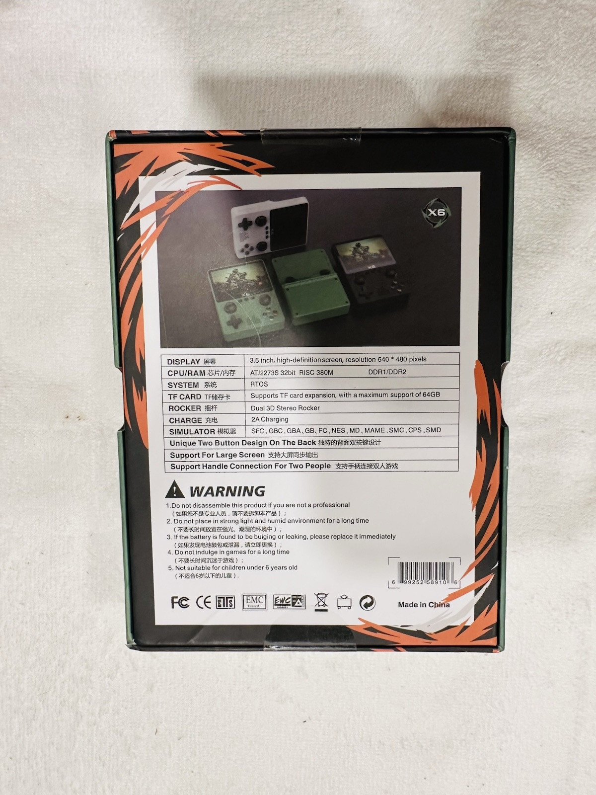 X6 Handheld Game Console 3.5″ Screen, Dual Joystick 640-480 Res
