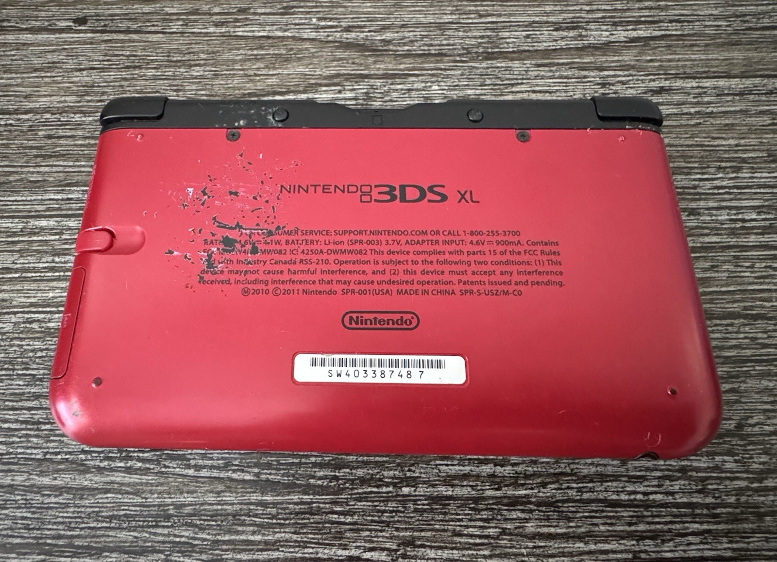 Nintendo 3DS XL Handheld System Red/Black SPR-001 w/ Charger & Stylus TESTED
