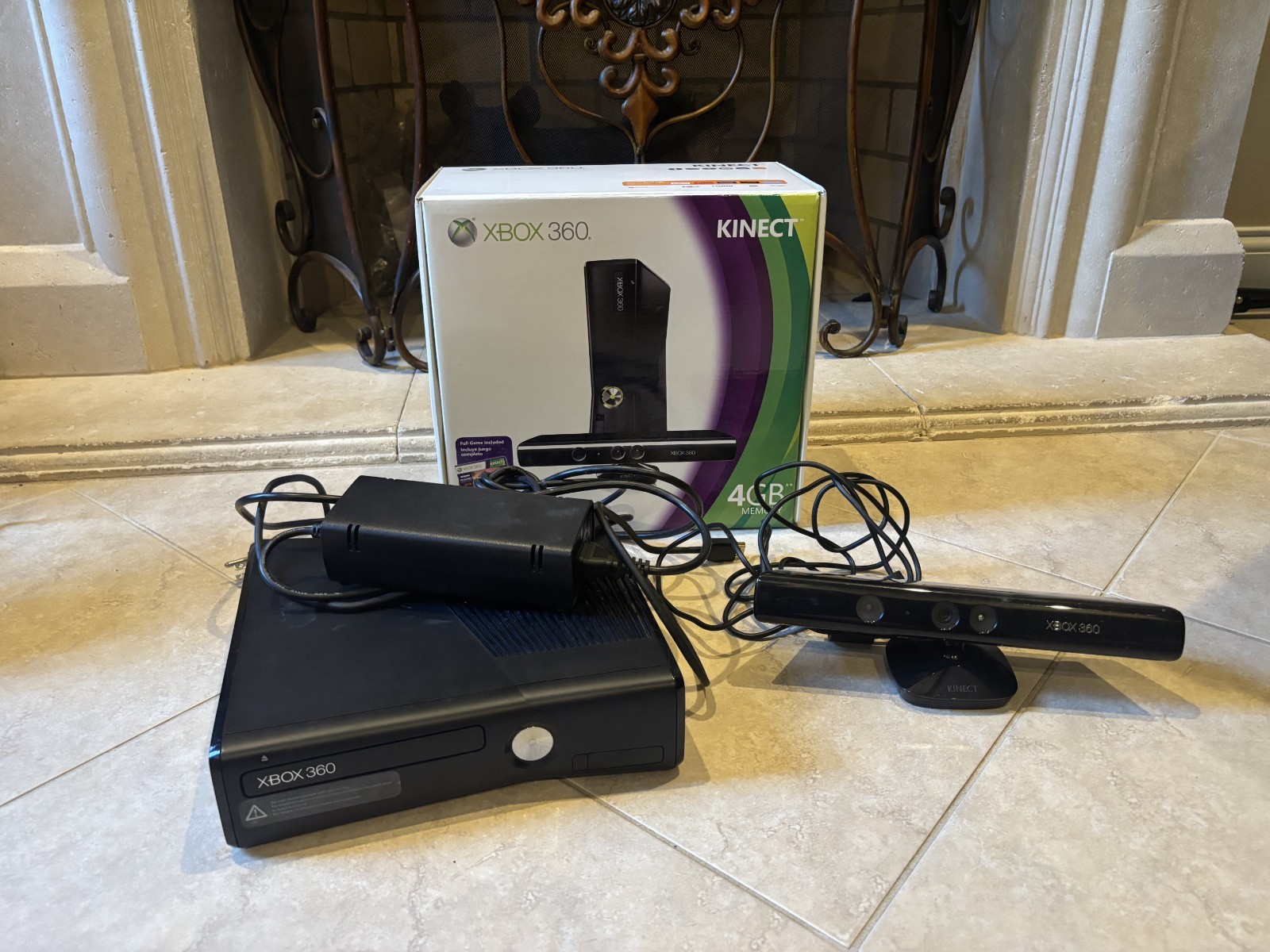 Microsoft Xbox 360 S Gaming Console.and Kinect – Black (Tested) (No Controller)