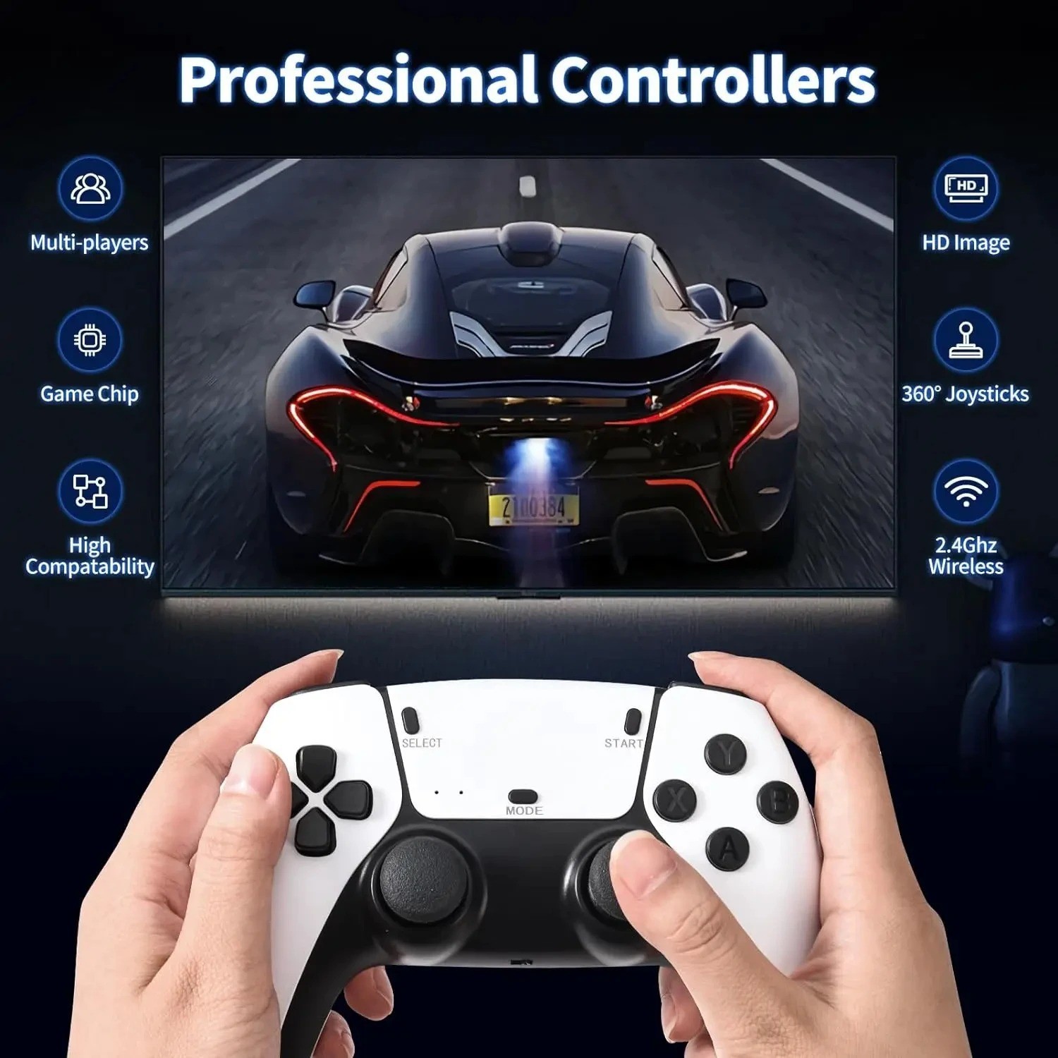 Retro Video Game Console 4K HDMI 20000+ 64G 2 Controller Wireless Game TV Stick
