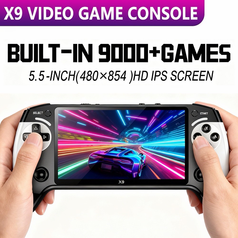 X9 Handheld Game Console 8G 2000+ Games 5.5 Inch 1500mAh Retro Video Game Player