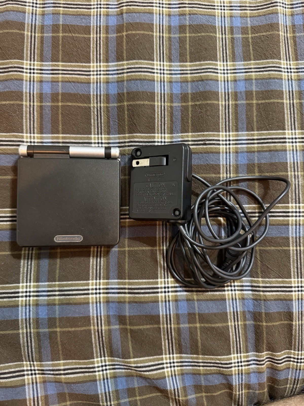 Nintendo Game Boy Advance SP Handheld System-Silver & Black (Tested/Functional)