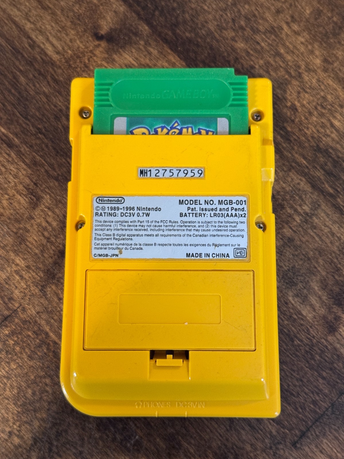 Nintendo Game Boy Pocket MGB-001 Yellow OEM Tested Working + Pokemon GRN