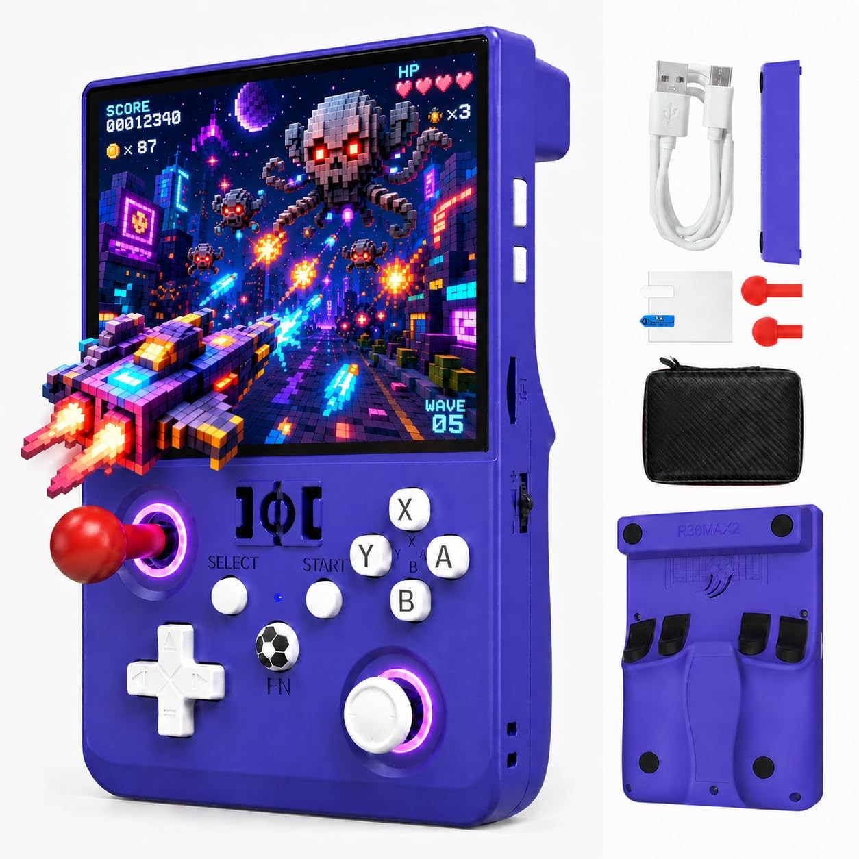 Volwkmc R36MAX II Retro Handheld Game Console, 4.5-Inch 1024×768 IPS Screen, …