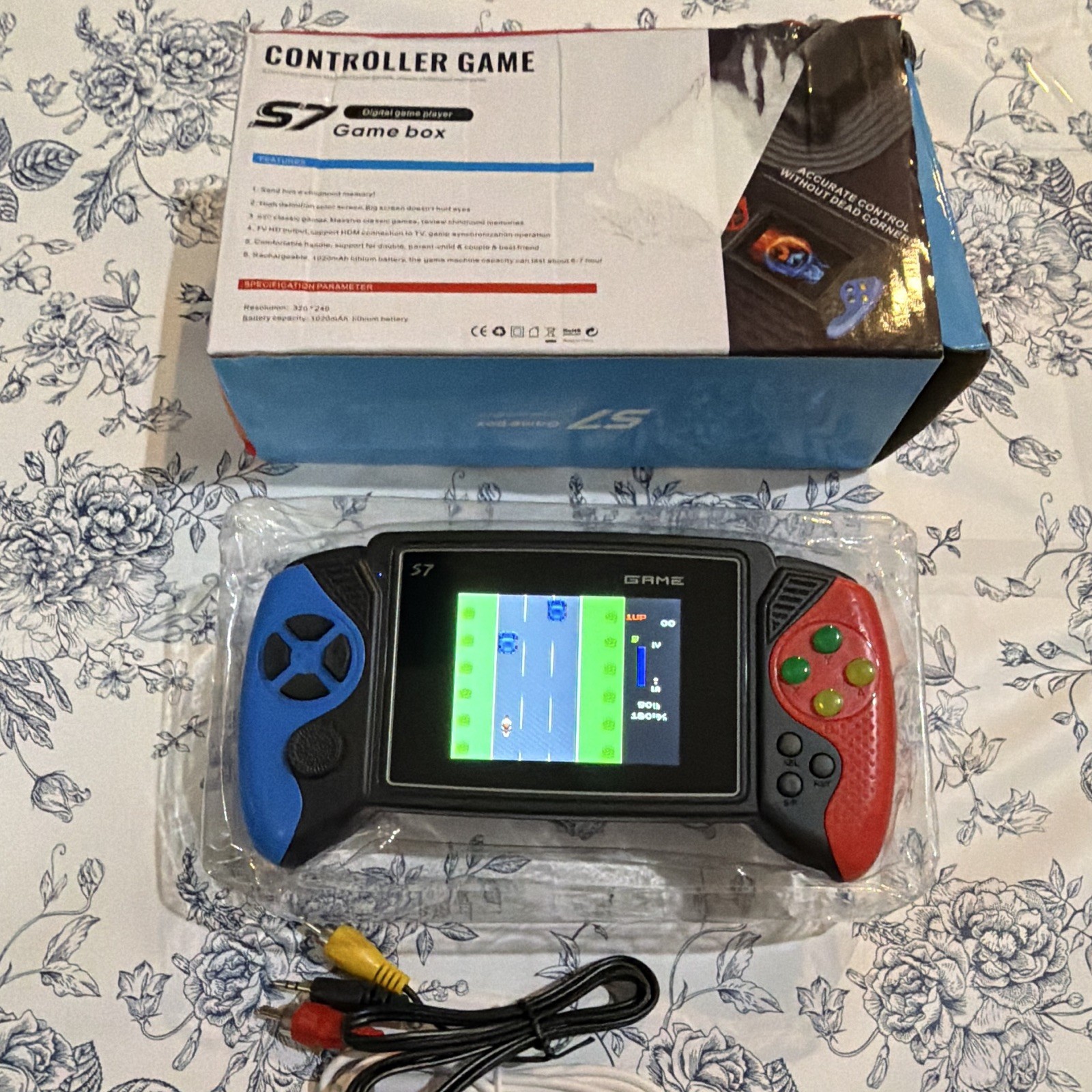 S7 Game Box Handheld System w/ Built-In Games, Composite RCA AV Cables