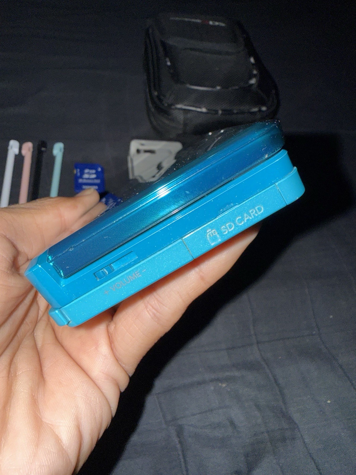 Nintendo 3DS Console Aqua Blue Edition With Charger SD Card & 3DS Case (TESTED!)