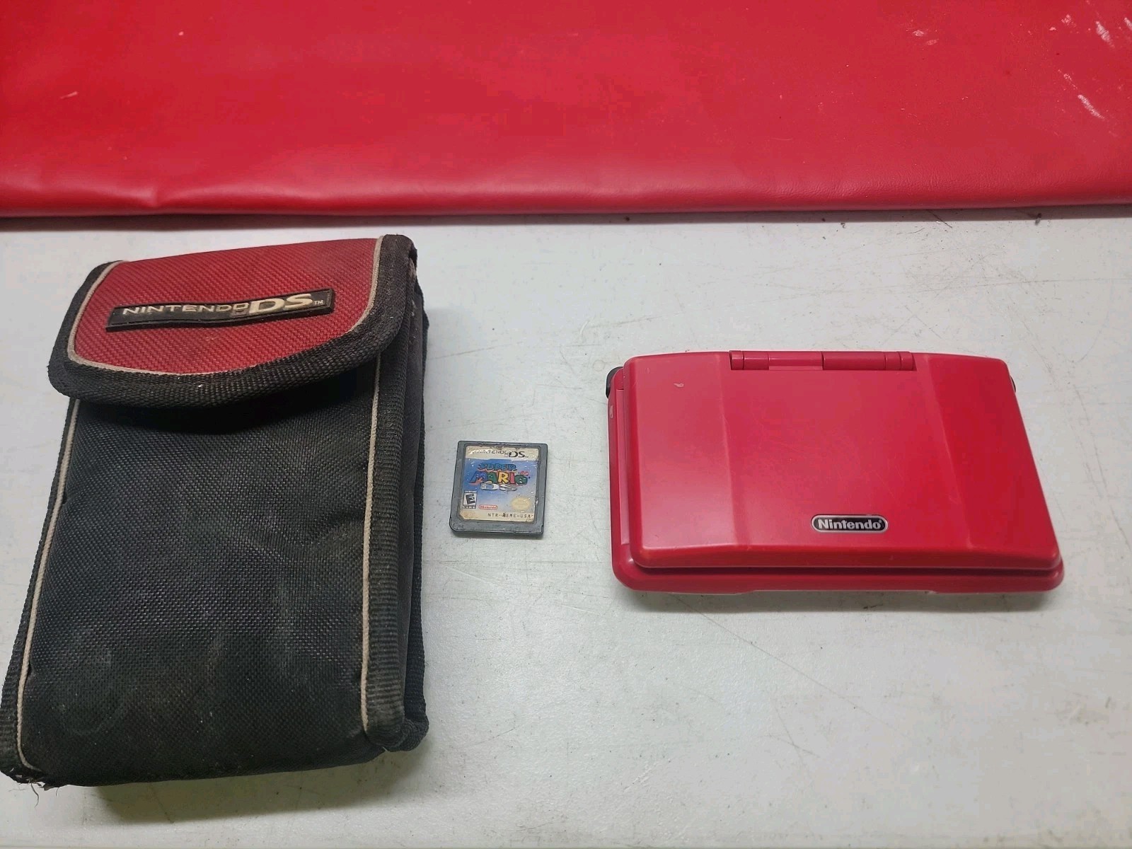 Nintendo DS Original NTR-001 Lava Red Handheld Console UNTESTED COMES WITH MARIO