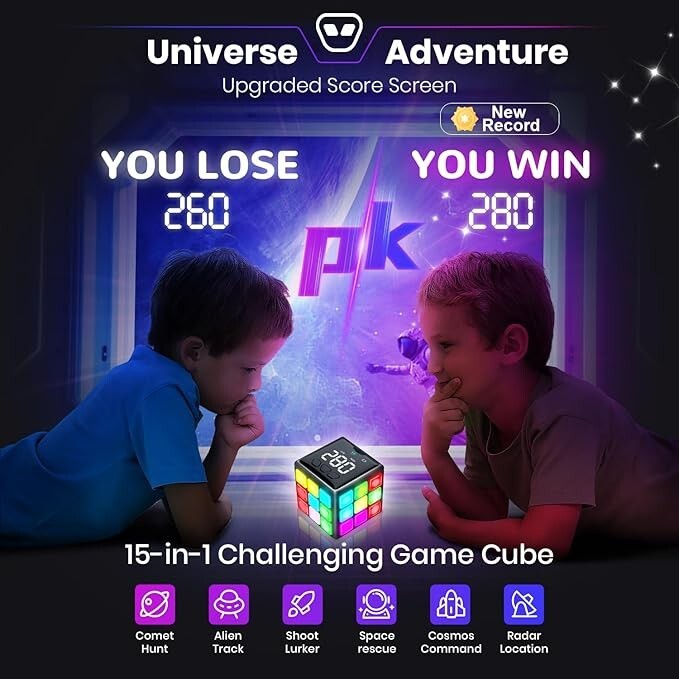 Cubo de mano recargable, 15 divertidos juegos de memoria y cerebro con pantalla