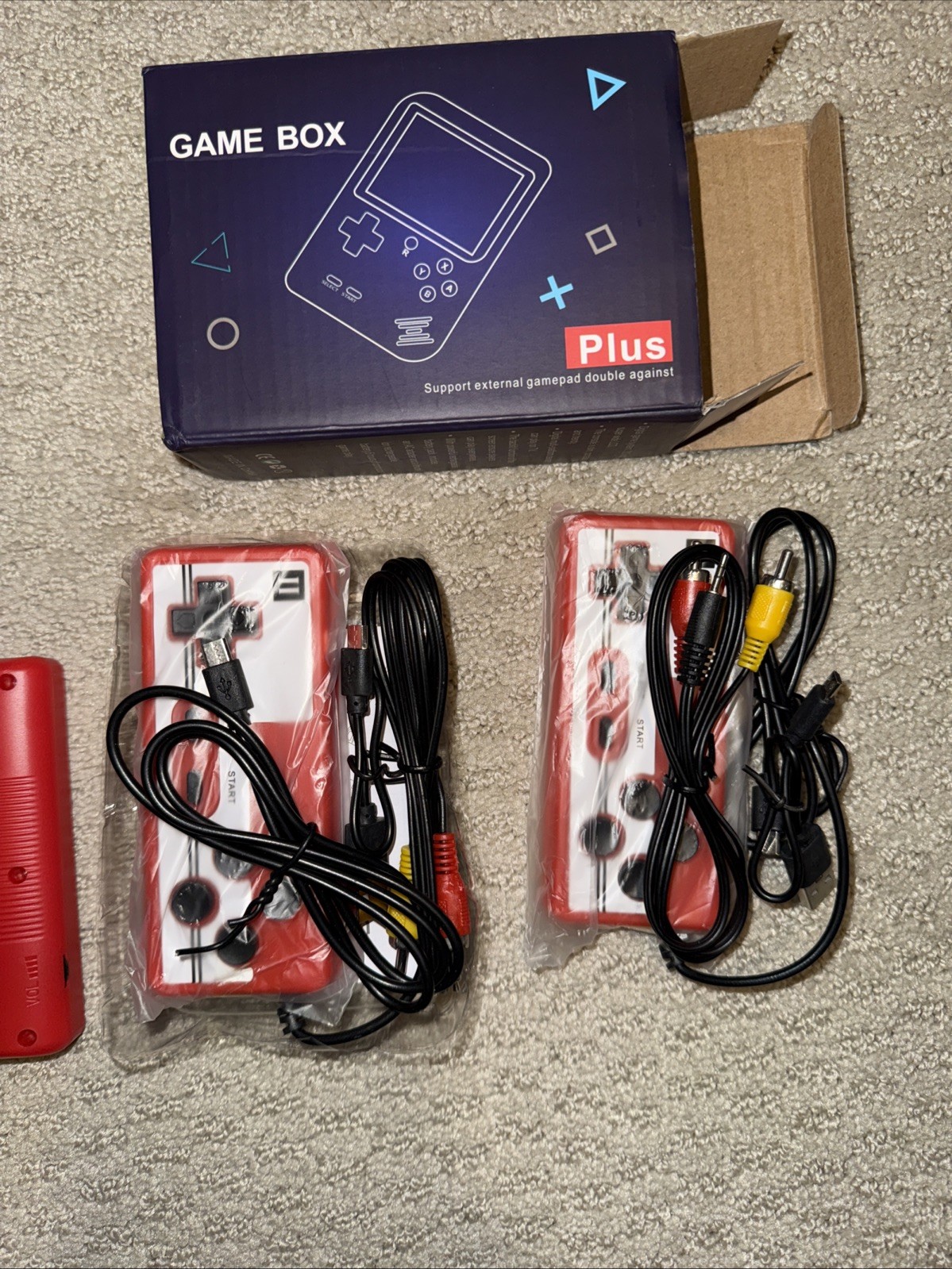 Game Box Plus Hand Held Video Game 3″LCD or Play on TV – Full Set of 2 Red