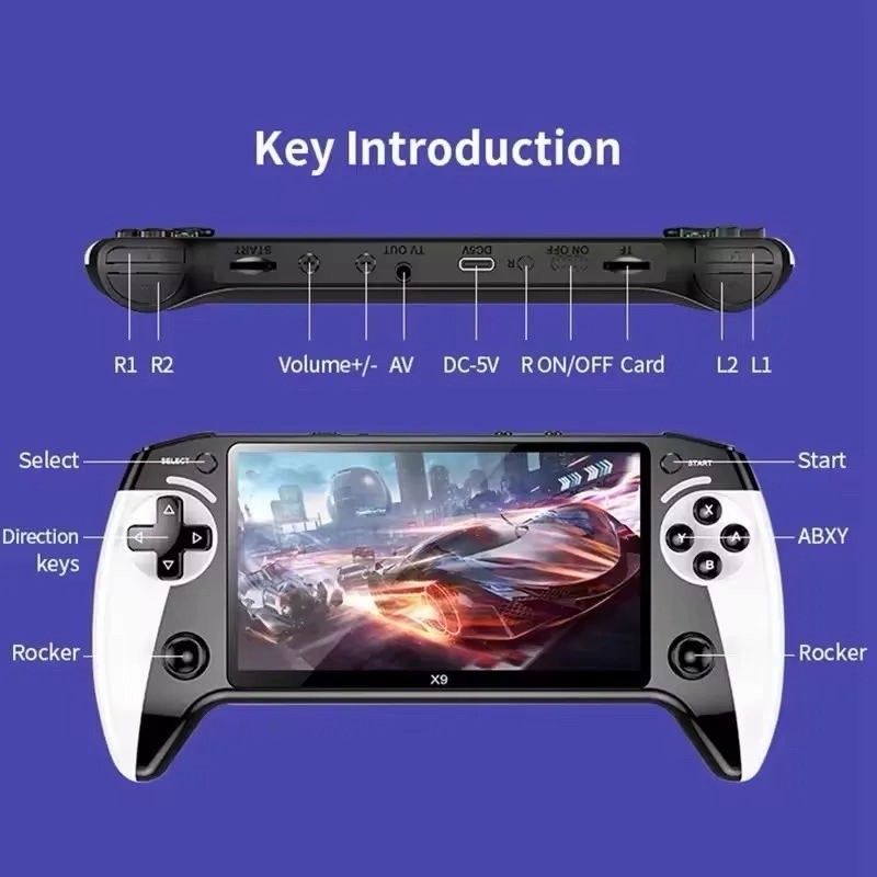 X9 Handheld Game Console 8G 2000+ Games 5.5 Inch 1500mAh Retro Video Game Player