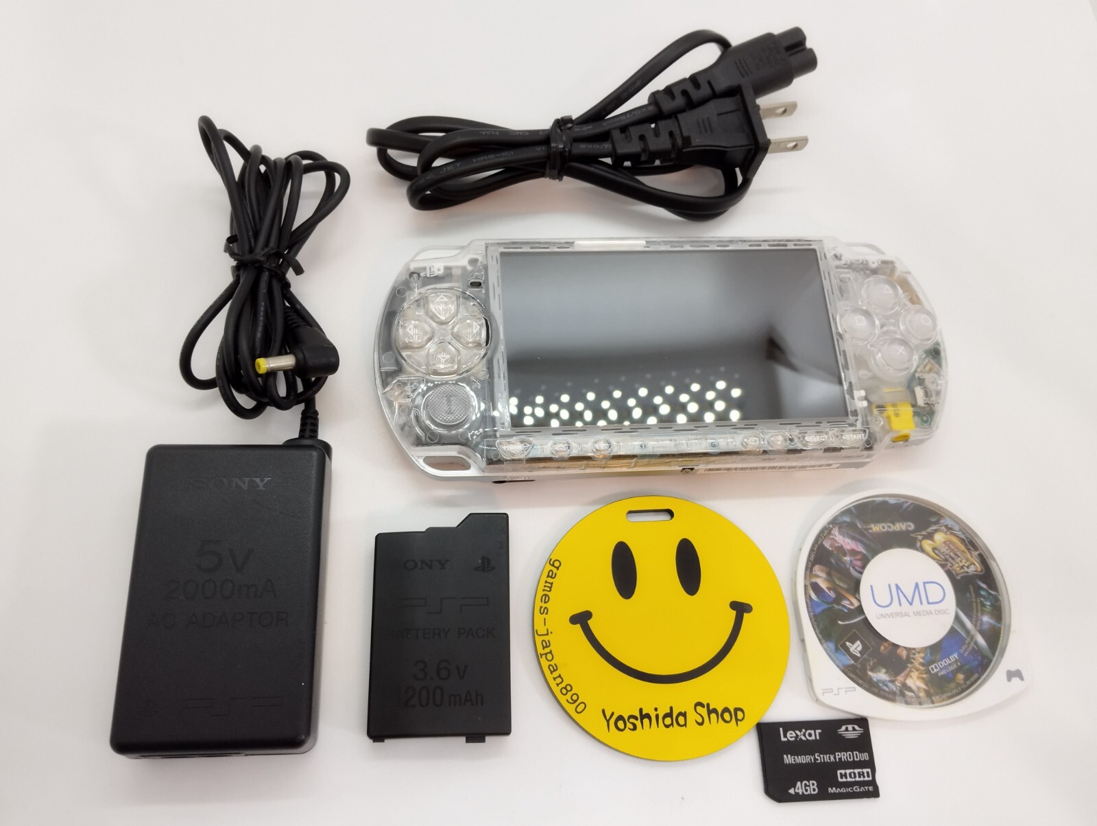 Sony PSP 2000 System w/Charger Clear color Region Free Import Custom w/Battery