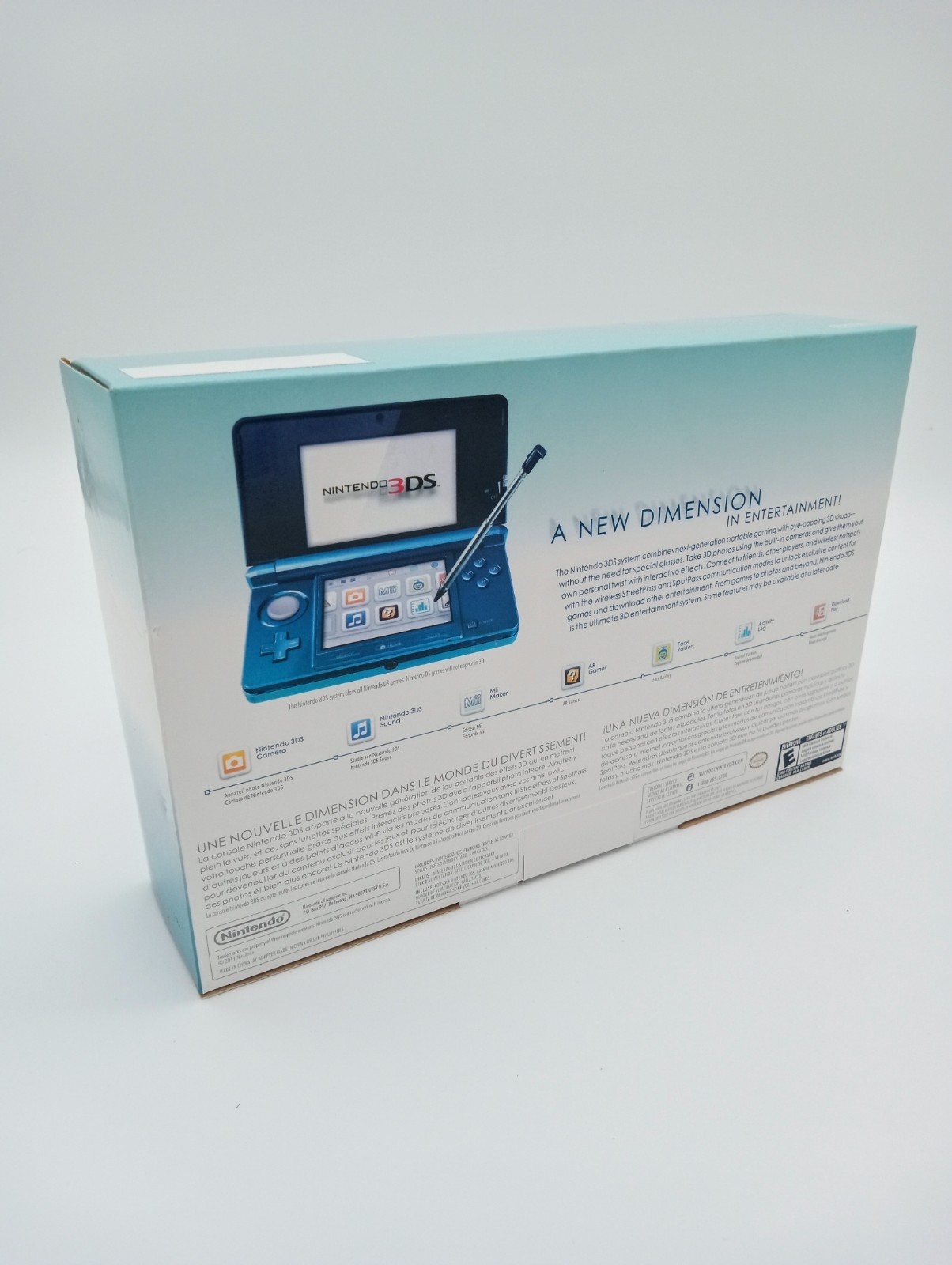 Nintendo 3DS Aqua Blue Handheld System with Box Charger – Excellent Condition