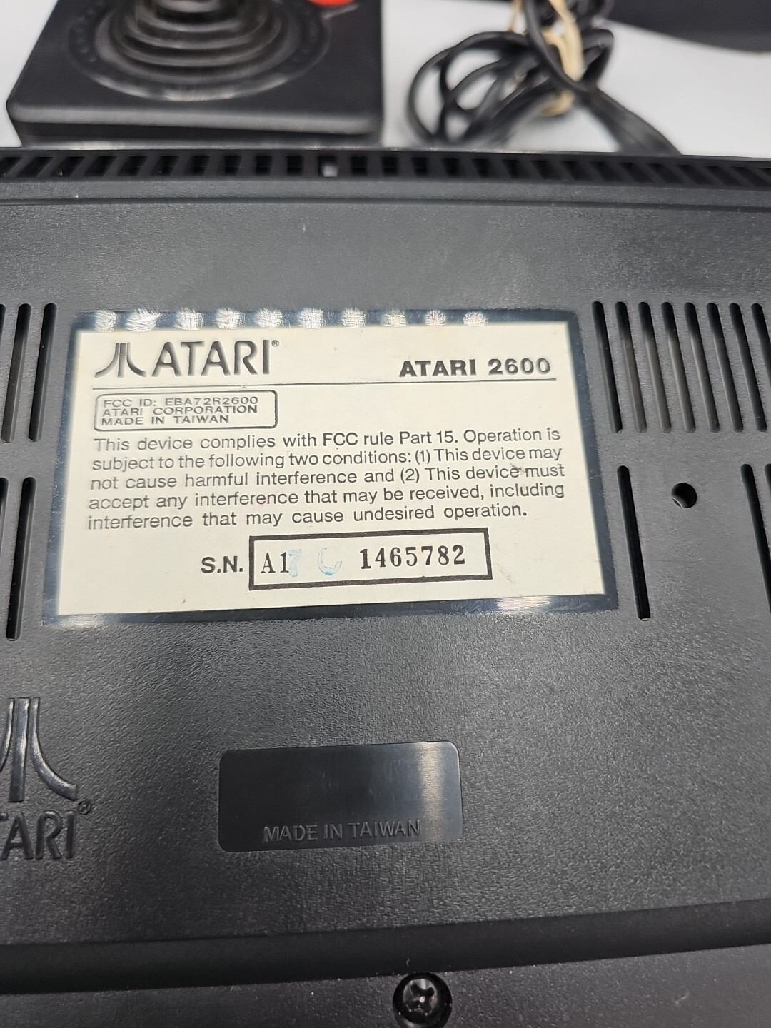 Atari 2600 Jr. Console w/ Joystick Controller & Atari AC Adapter POWERED ON ONLY