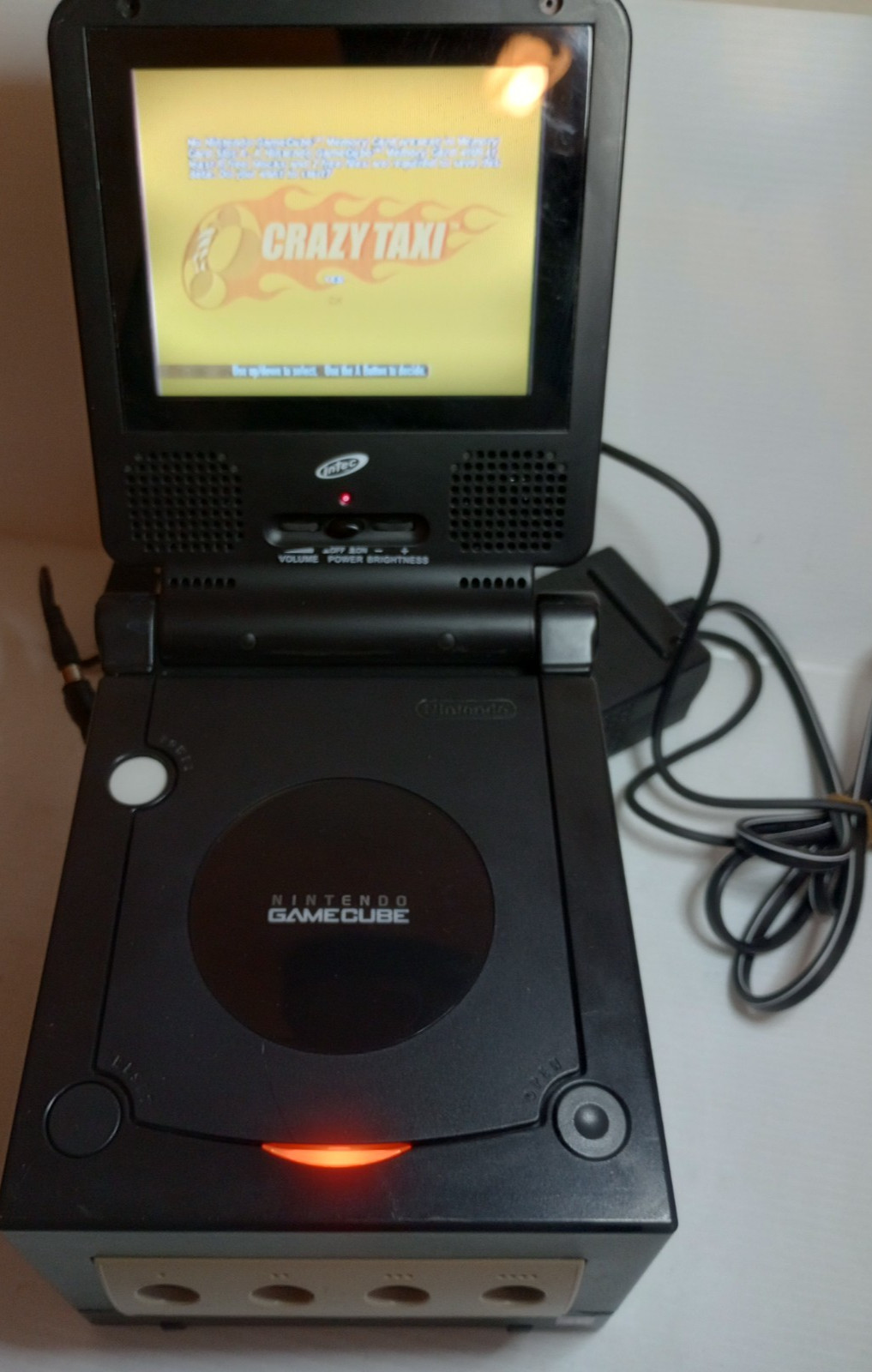 Black Nintendo GameCube Console + Intec Black Portable LCD Screen Attached