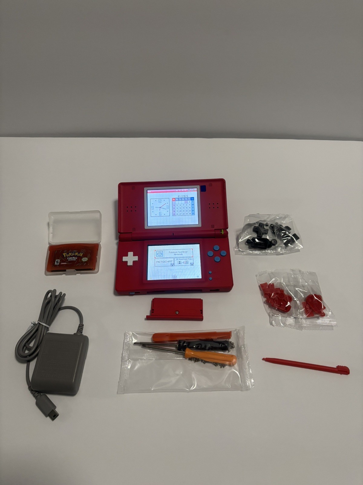 Nintendo DS Lite Pokedex With Charger and Pokemon firered