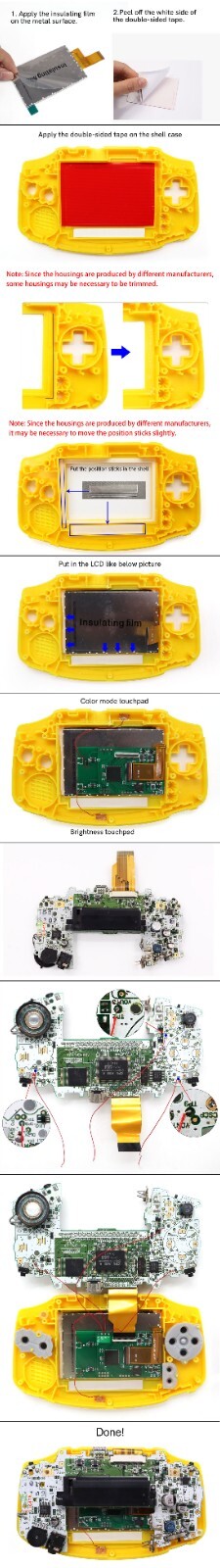 New 3.0″ Easy Drop In V5 720×480 Retro Pixel Highbacklit IPS LCD Screen For GBA