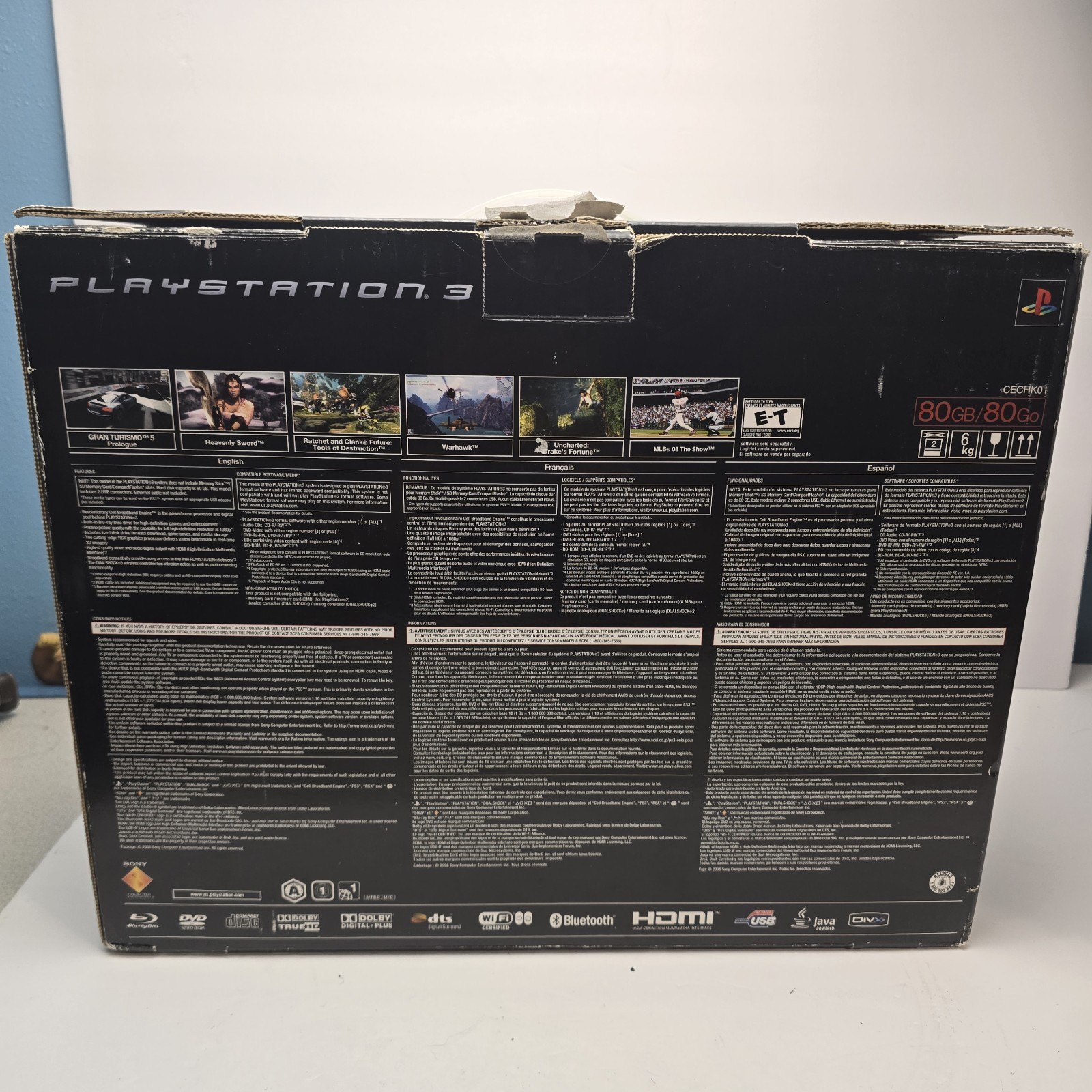 Sony PlayStation 3 CECHK01 80GB Console Black w/ Original Box & Accessories