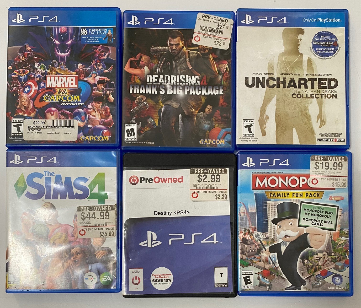 Sony PlayStation 4 Console 500GB (CUH-1215A) w/6 Games and 2 Controllers