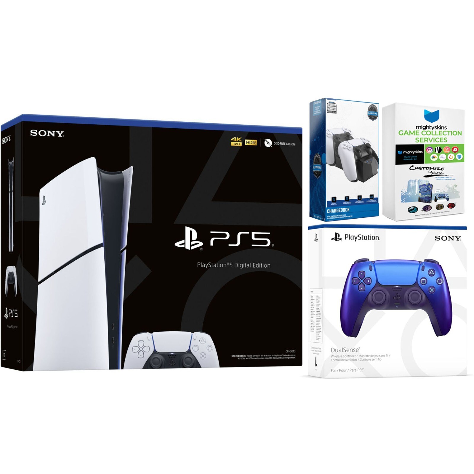 Sony PlayStation 5 Slim Digital + Extra Controller, MightySkins Game Pack Code