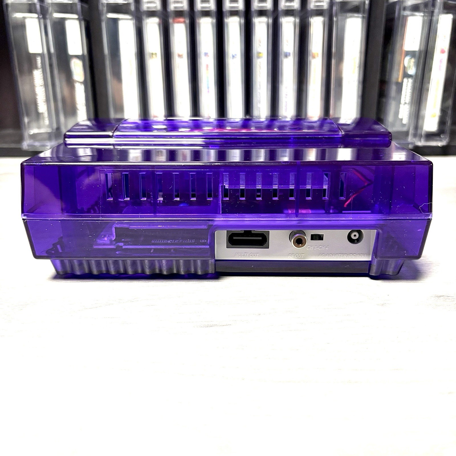 Custom Transparent Purple Super Nintendo SNES Game Console SNS-001