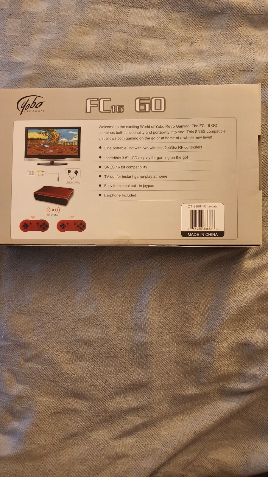 YOBO FC16 GO Handheld SNES Console BLACK Plays Super Nintendo Cartridges NEW