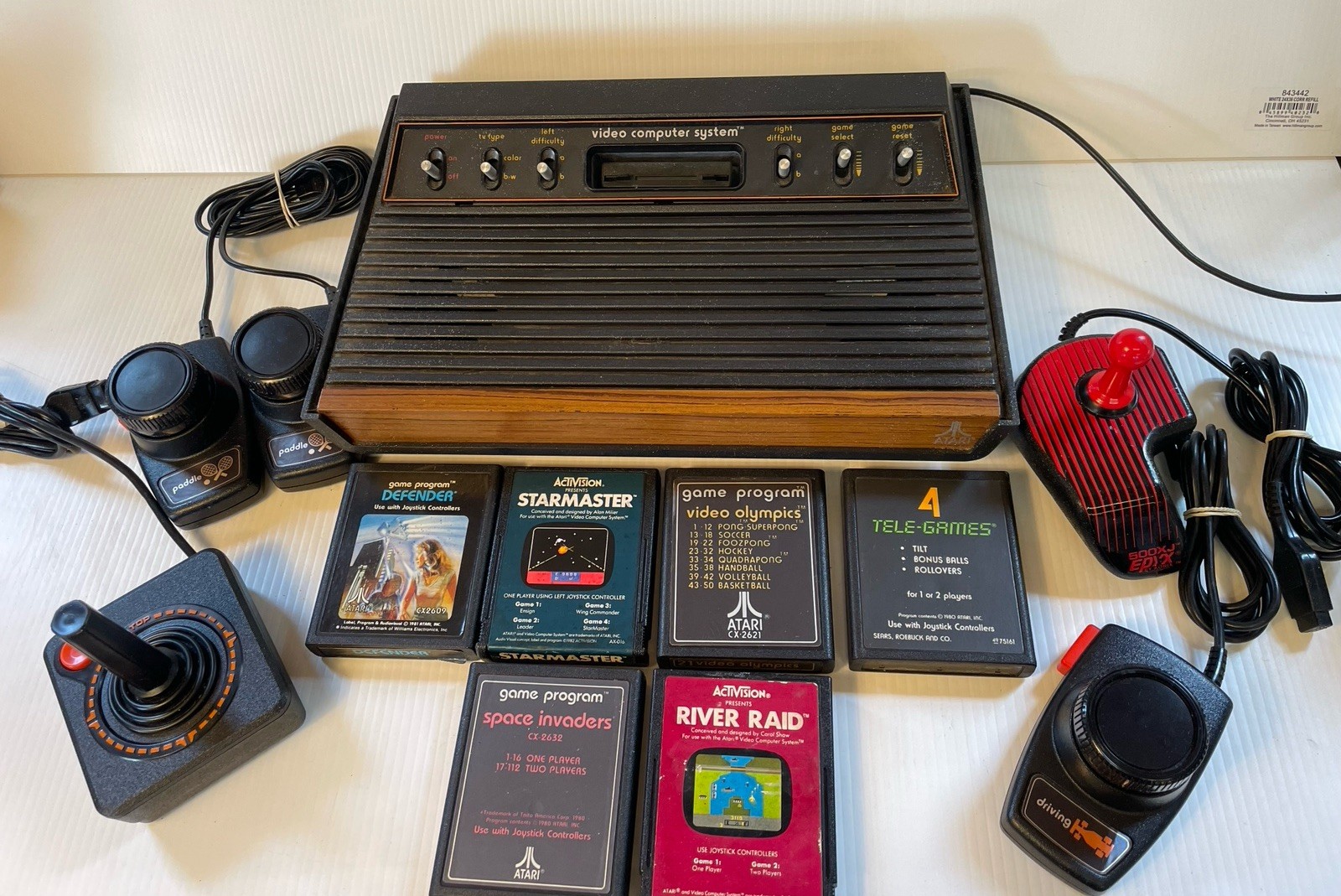 Atari 2600 6 Switch Game Console 6 Games No Power Cable Paddles Untested/Parts