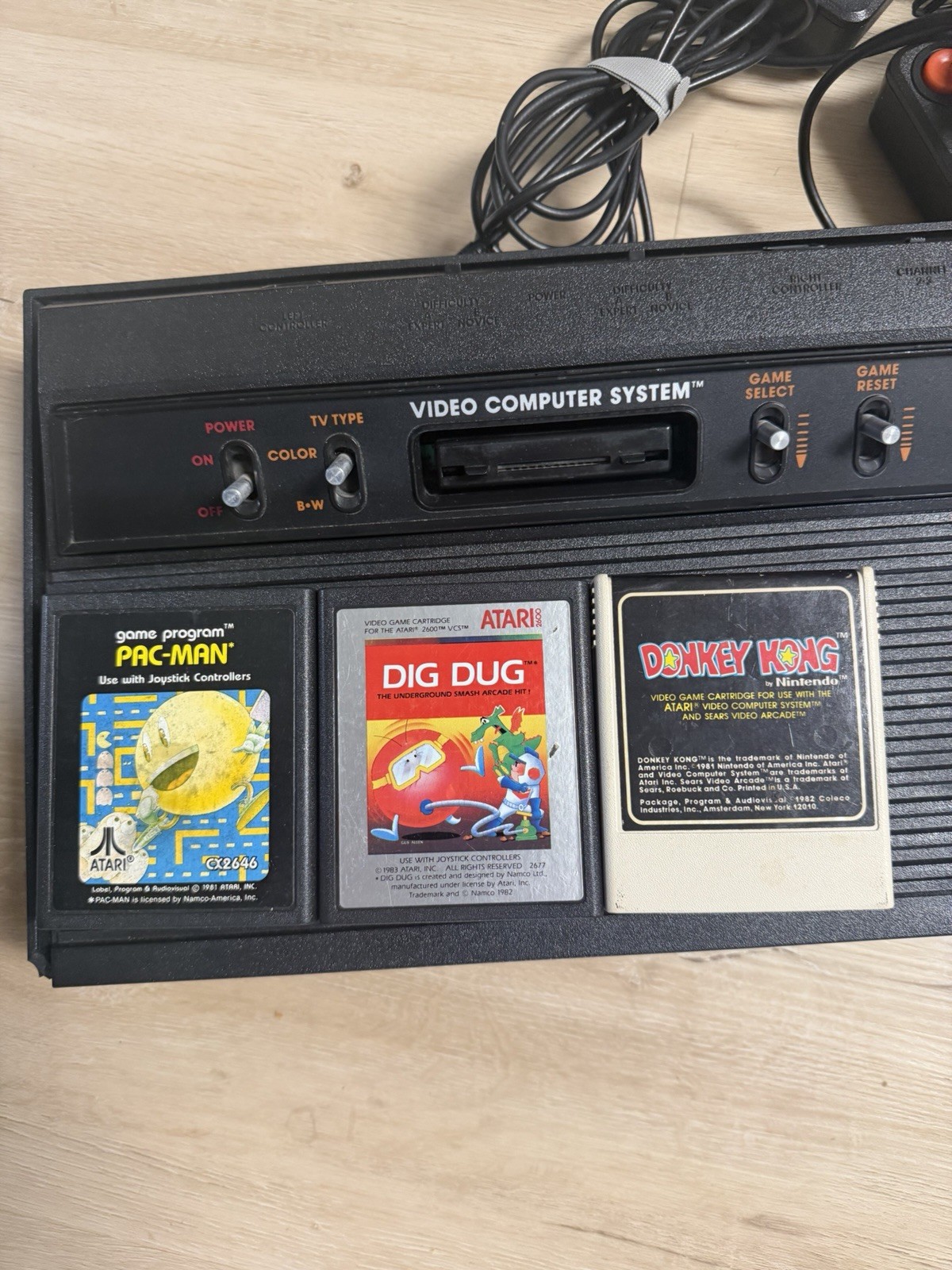 Atari 2600 Darth Vader Console 2 OEM Controllers Pac-Man Dig Dug Donkey K Works