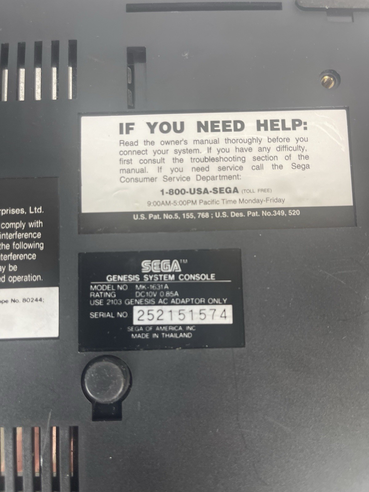 Sega Genesis Console Model MK-1631A With All Cords & 1 Original Controller
