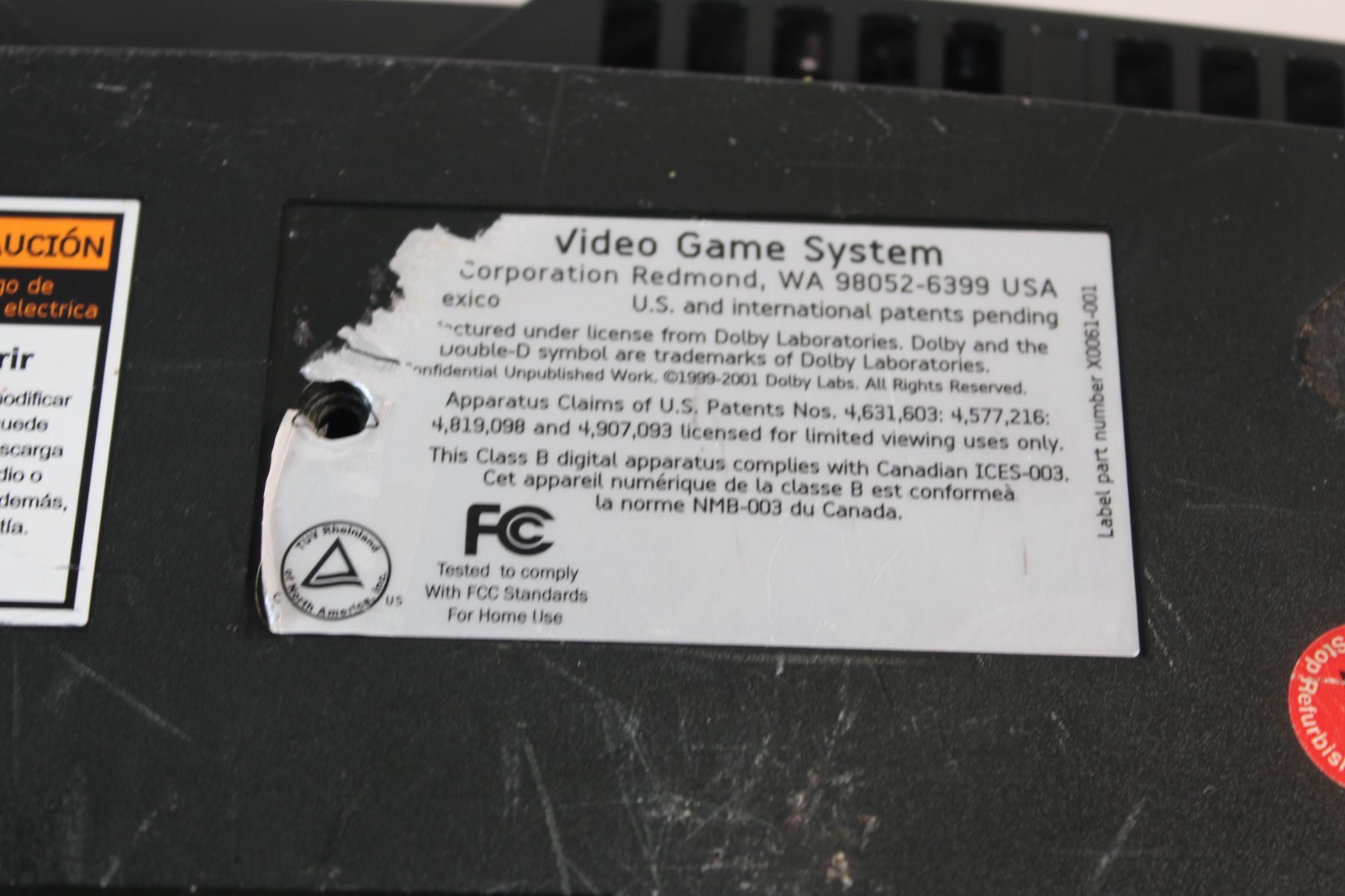 Microsoft Original Xbox Console – for parts – CD Drive does work