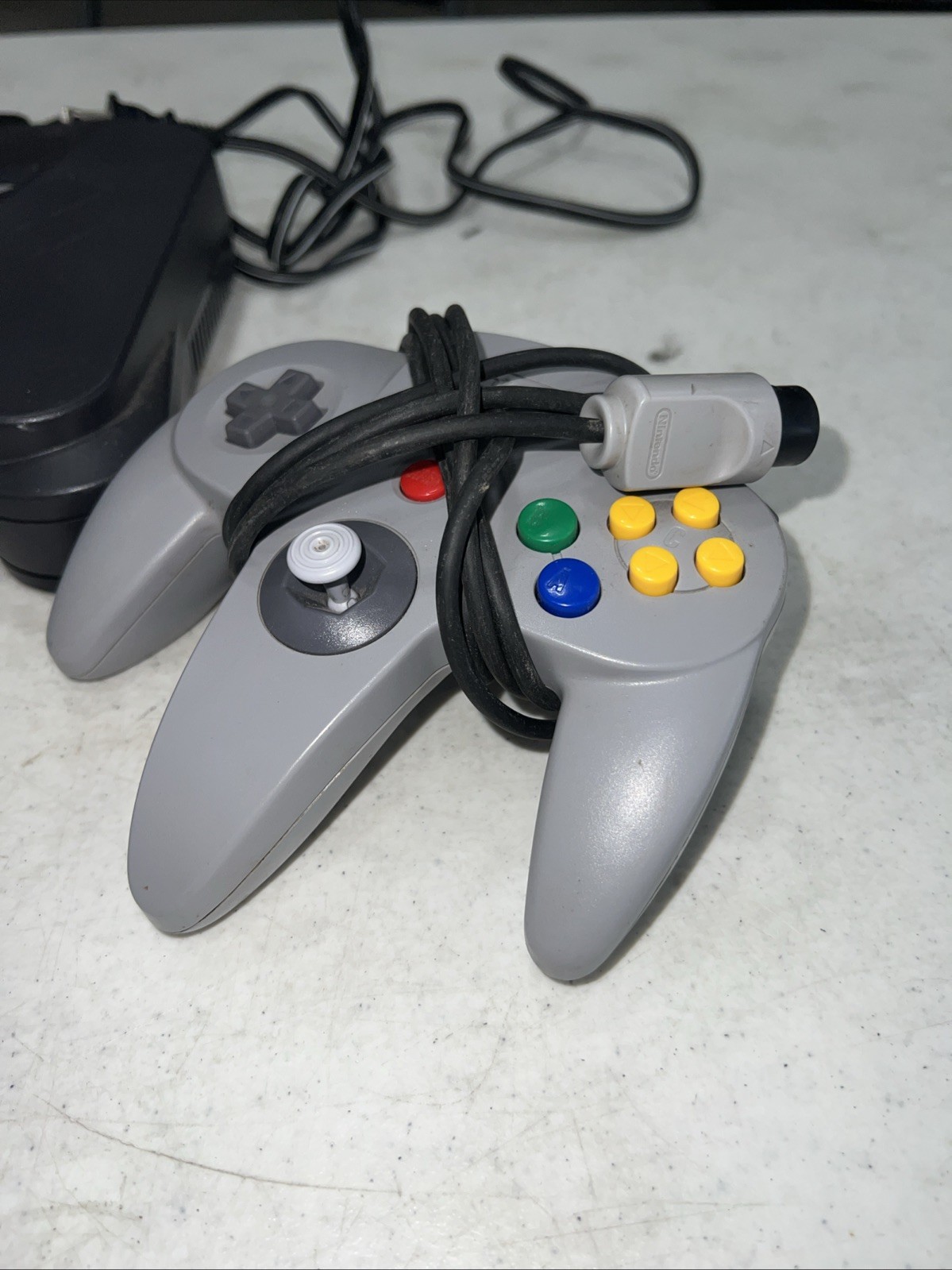 Nintendo 64 Console – Black W/ Gray Controller Tight Stick And Power Supply